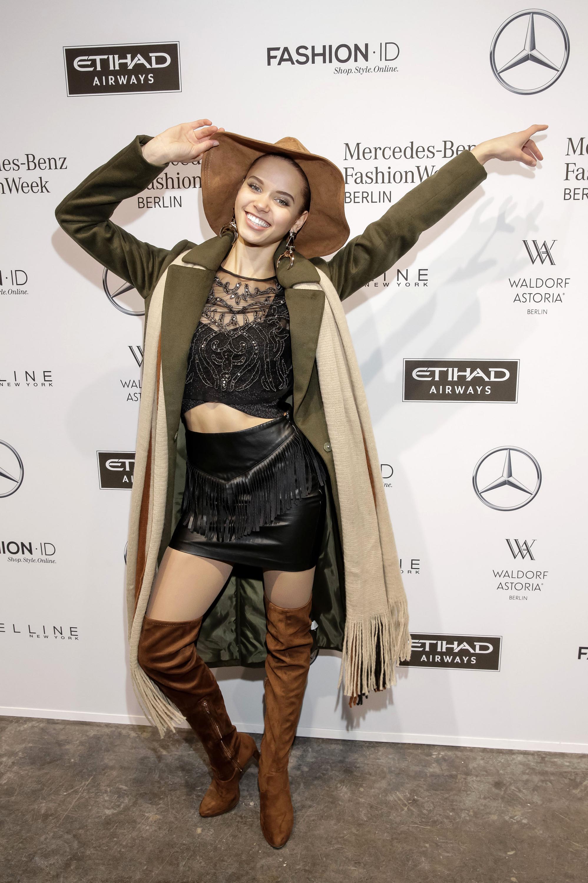 Taynara Joy Silva Wolf, Carmen Mercedes Kroll & Ana Johnson attend MBFW Berlin