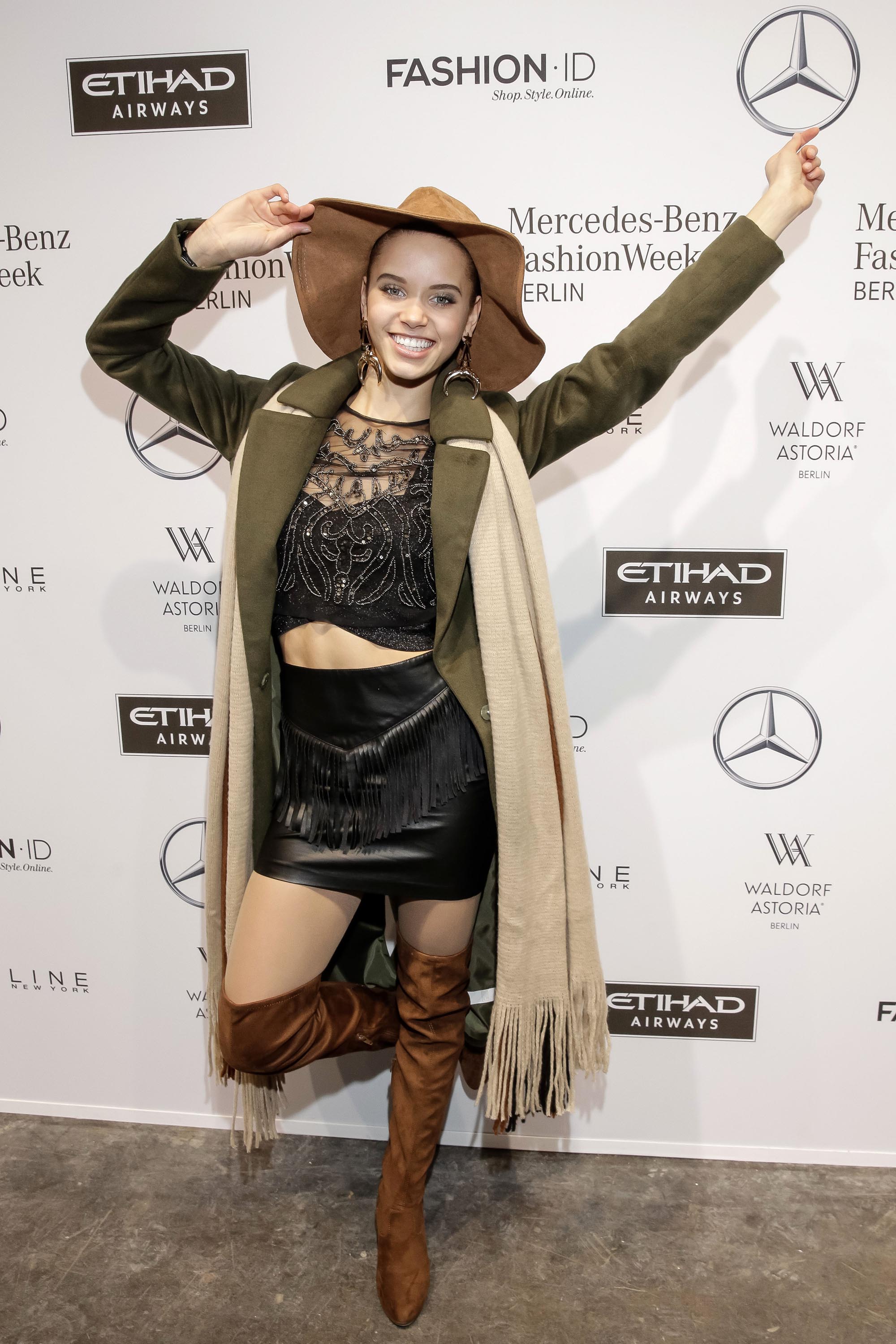 Taynara Joy Silva Wolf, Carmen Mercedes Kroll & Ana Johnson attend MBFW Berlin