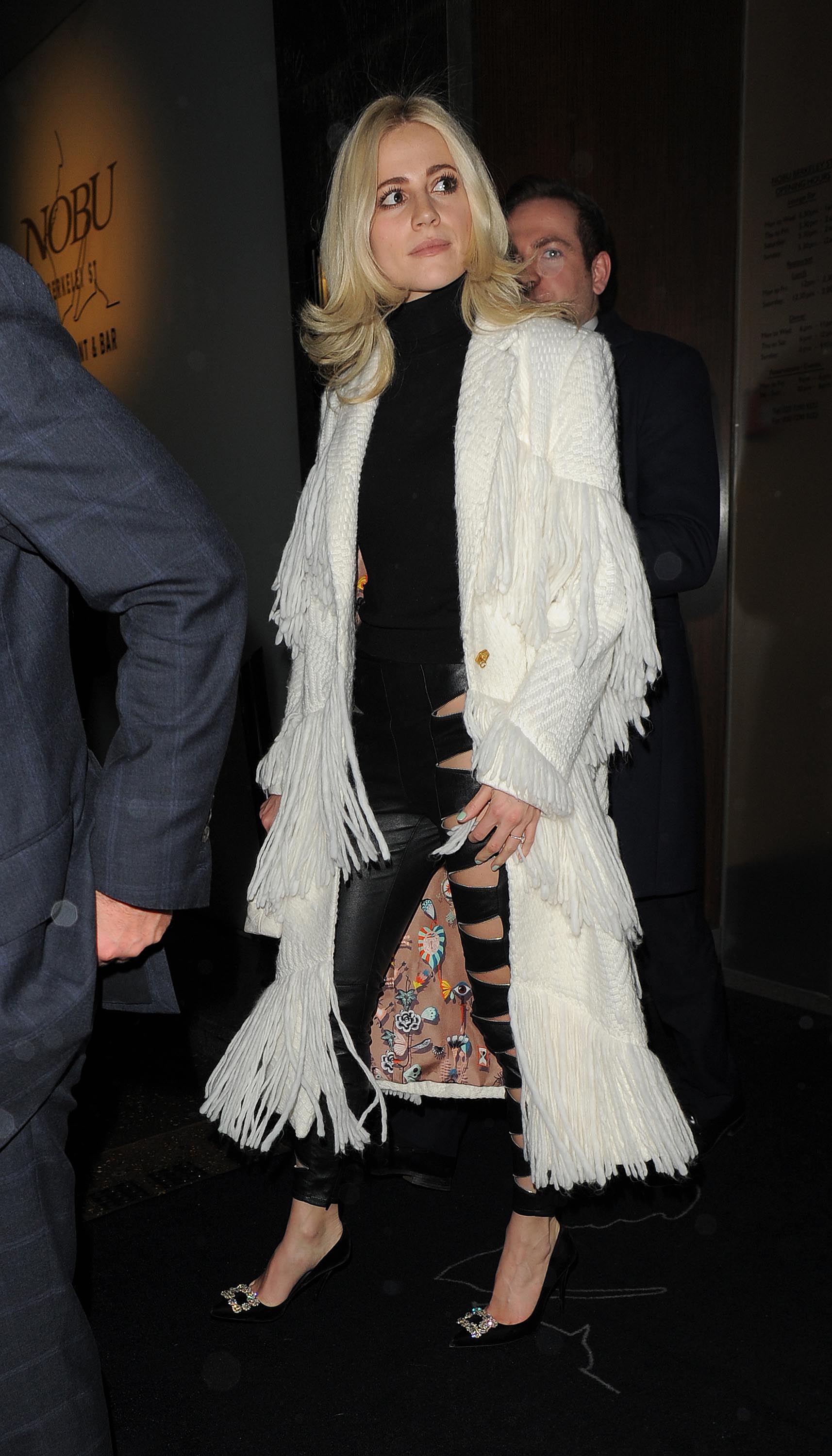 Pixie Lott is seen leaving Nobu Berkeley St restaurant