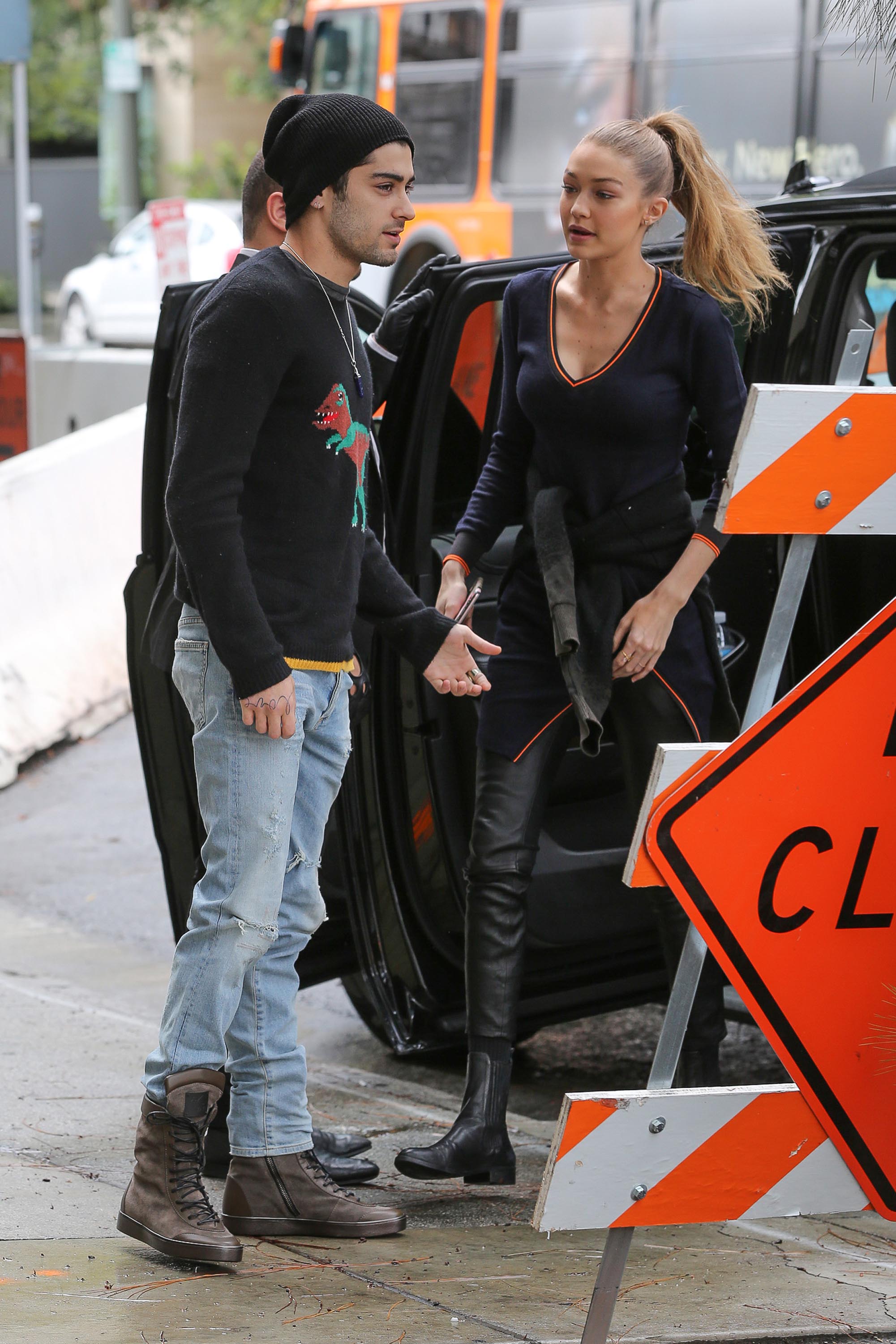 Gigi Hadid arriving at a office building