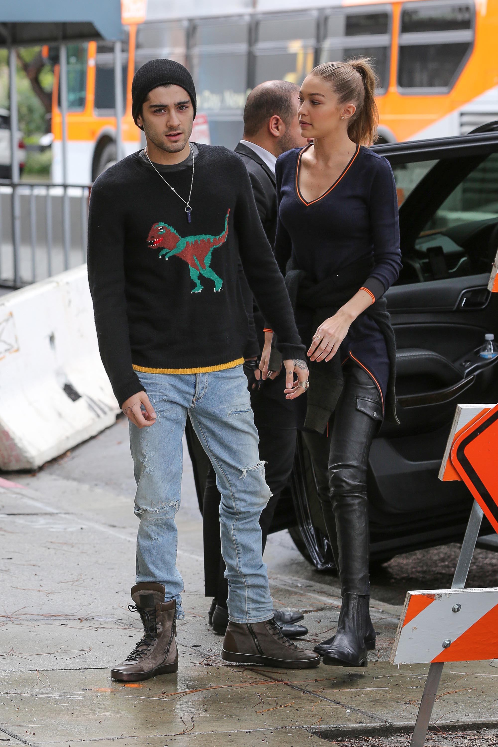 Gigi Hadid arriving at a office building