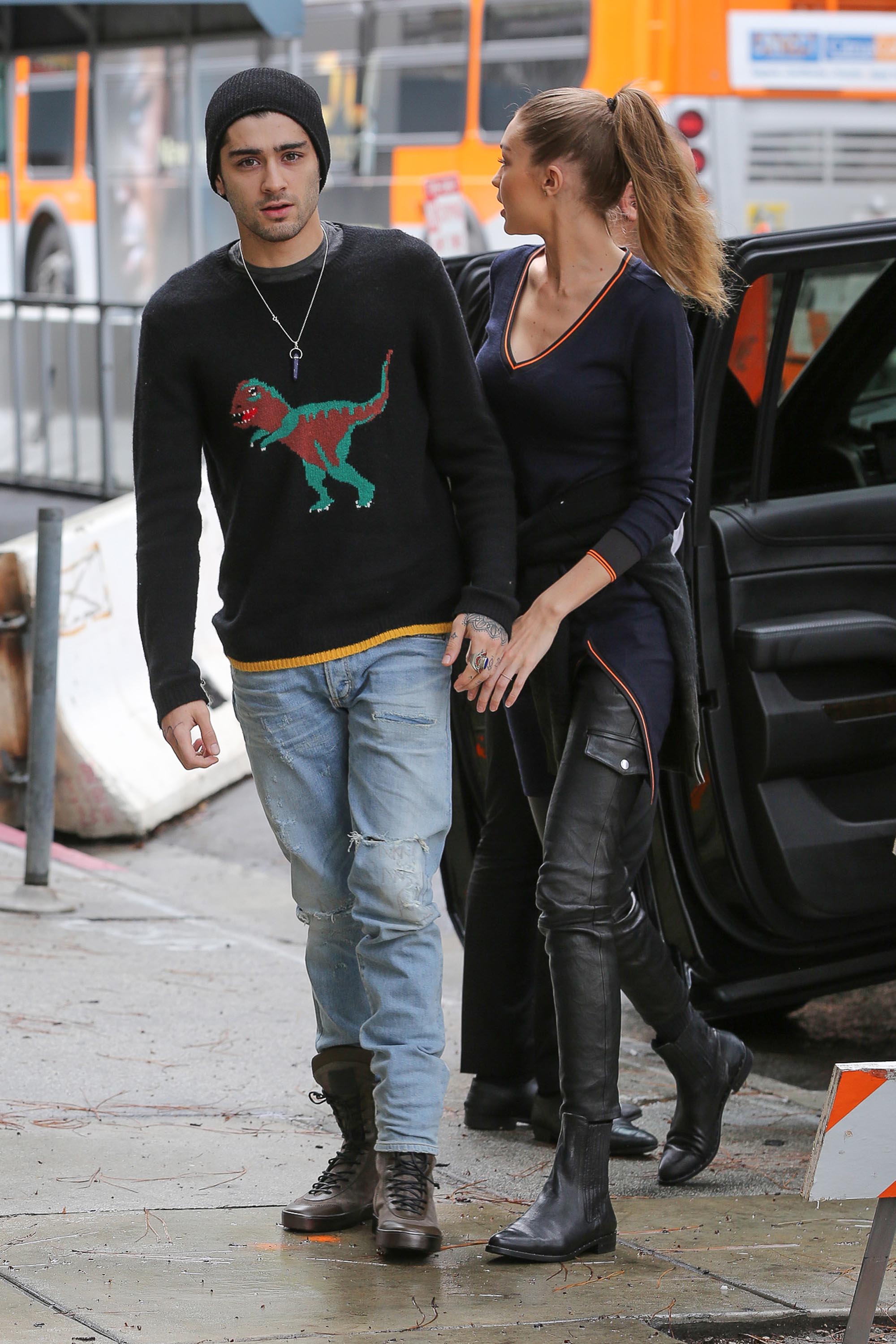 Gigi Hadid arriving at a office building