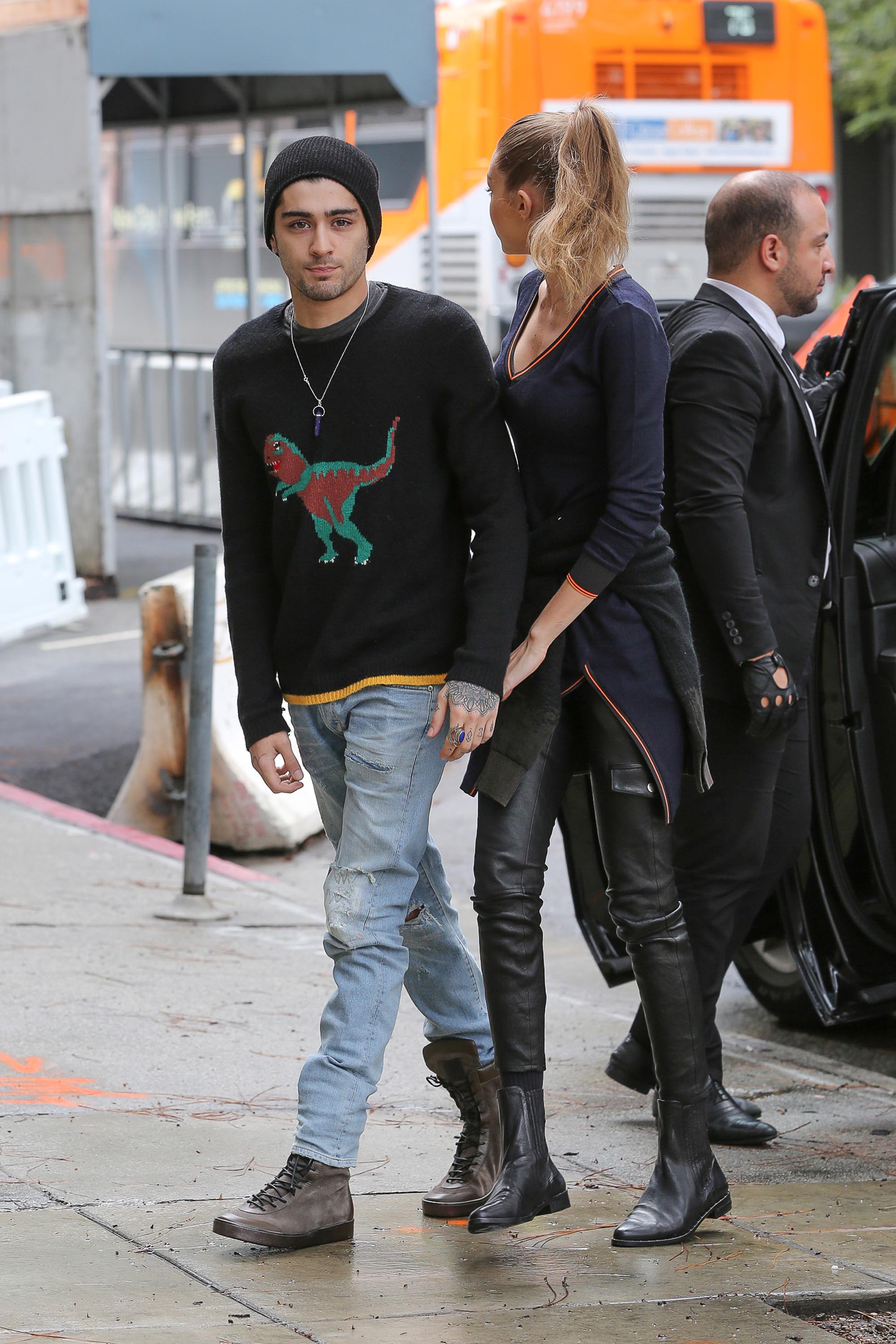 Gigi Hadid arriving at a office building