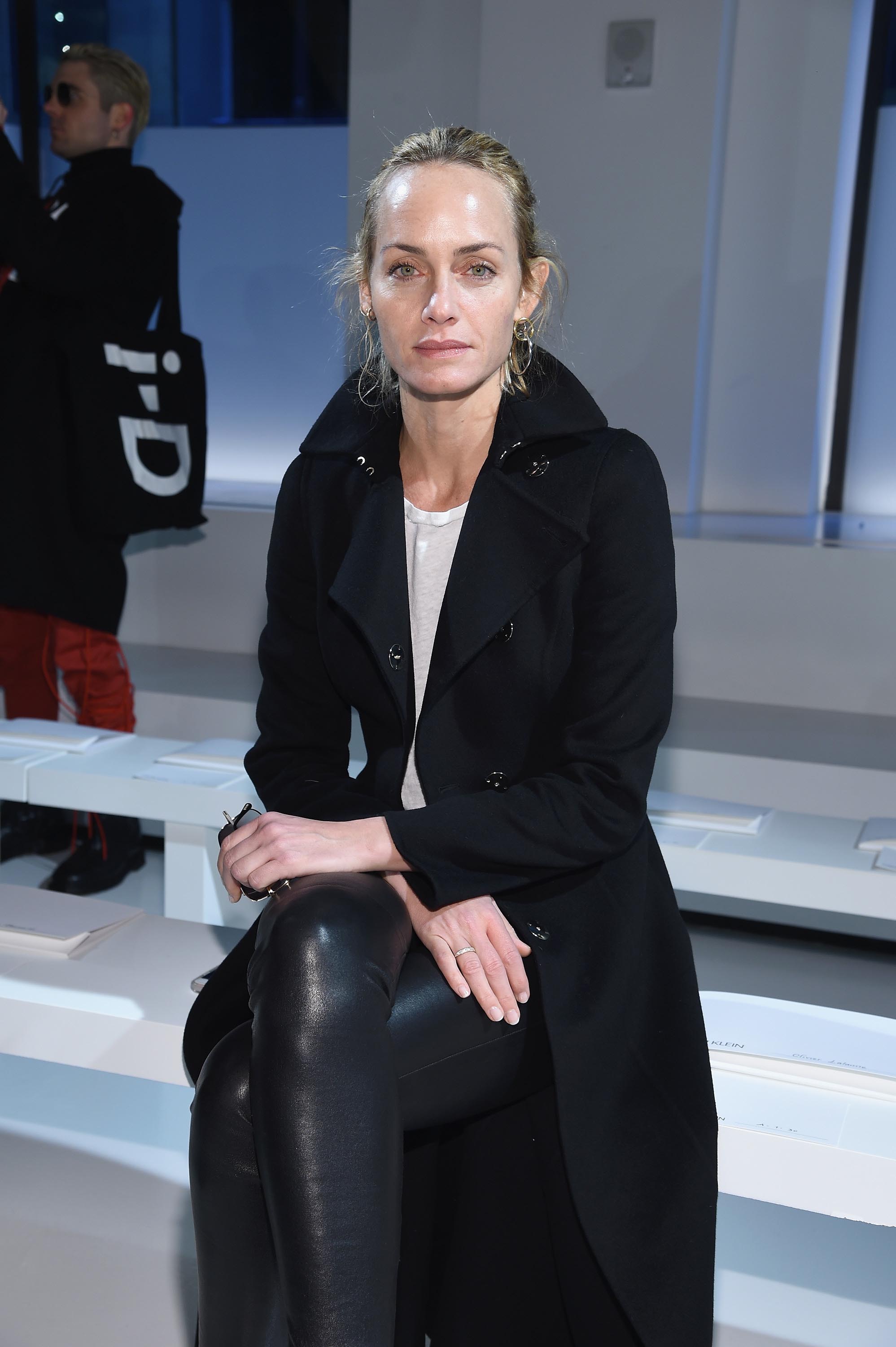 Amber Valletta is seen arriving at the Calvin Klein Collection fashion show