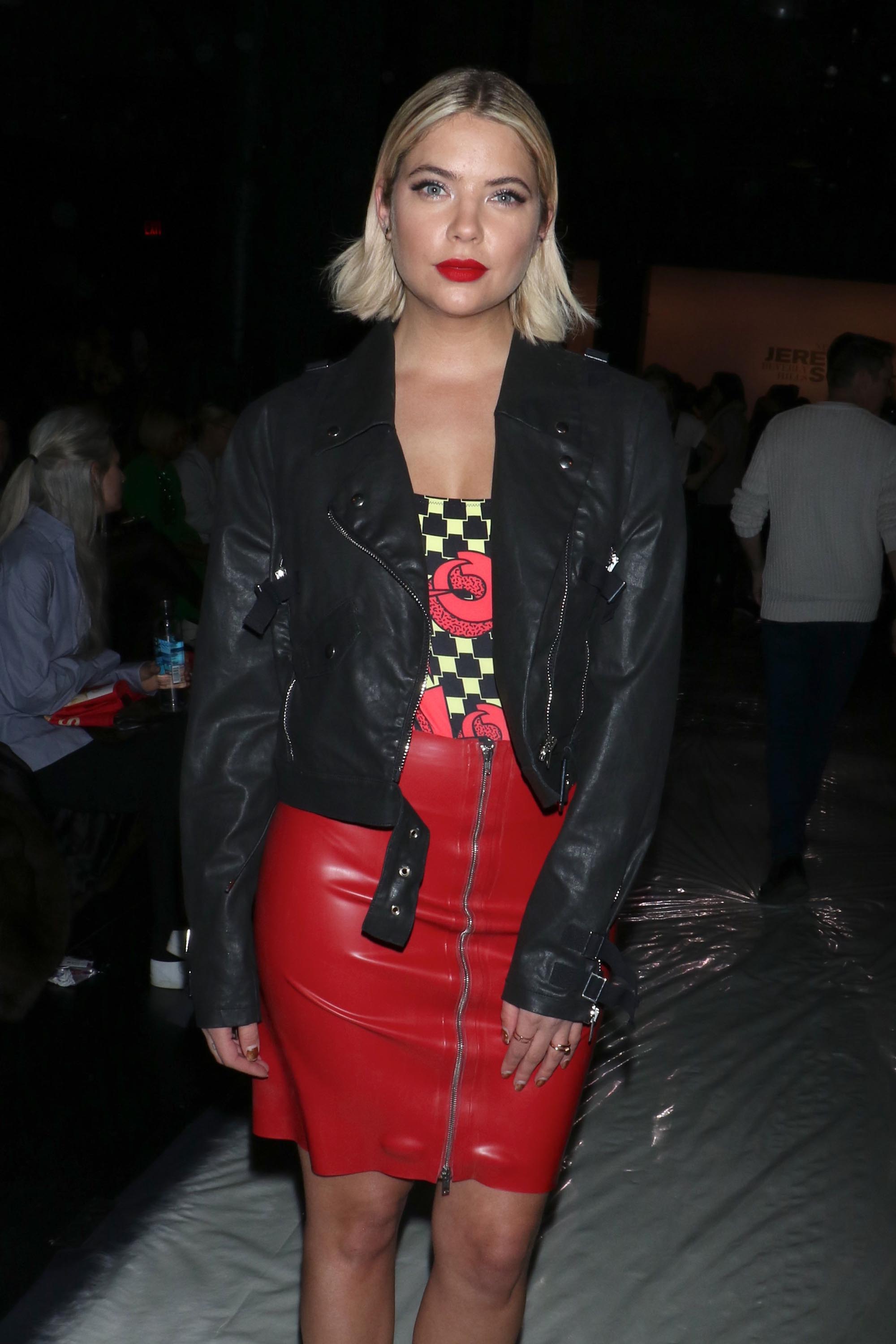 Ashley Benson attends the Jeremy Scott collection