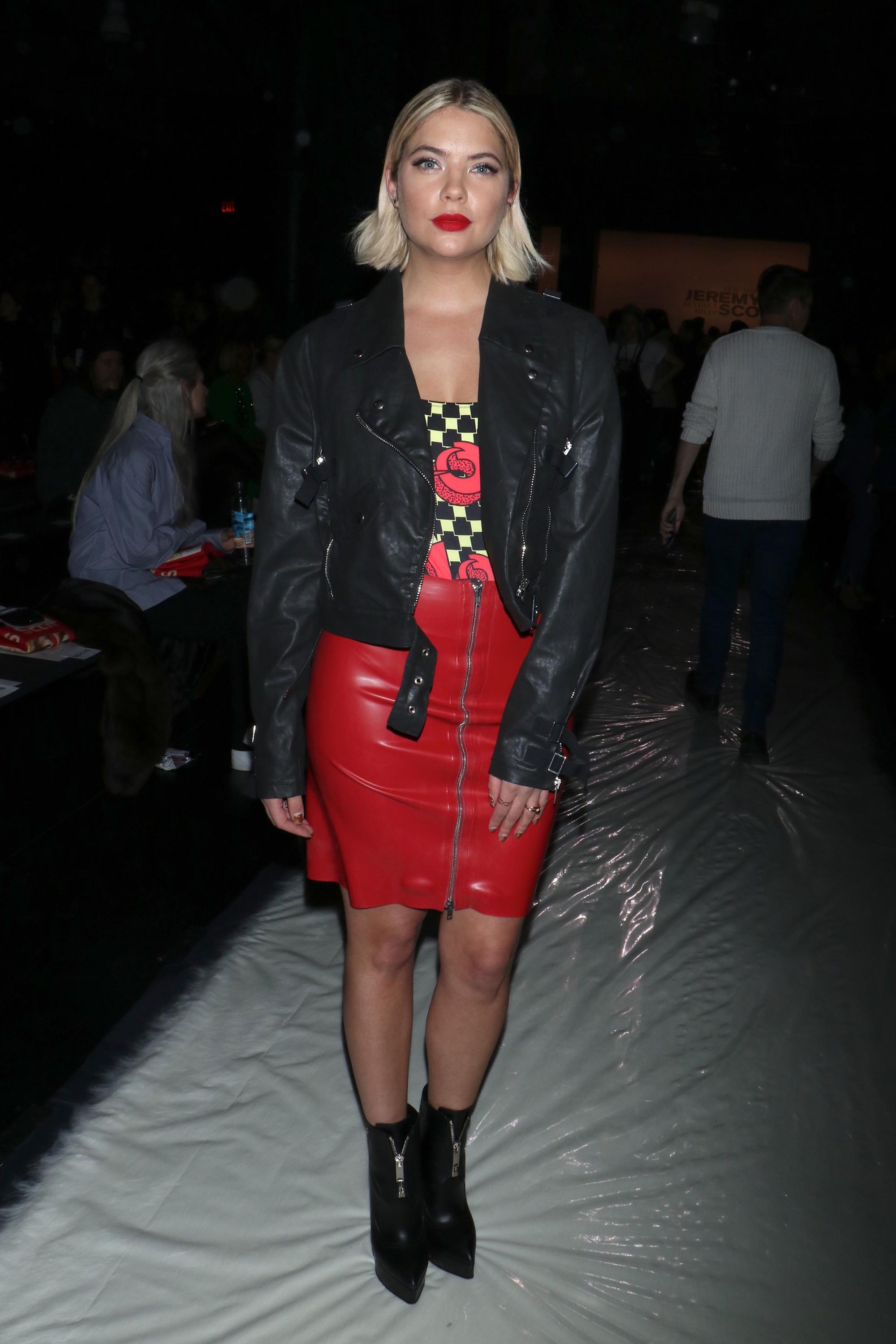 Ashley Benson attends the Jeremy Scott collection