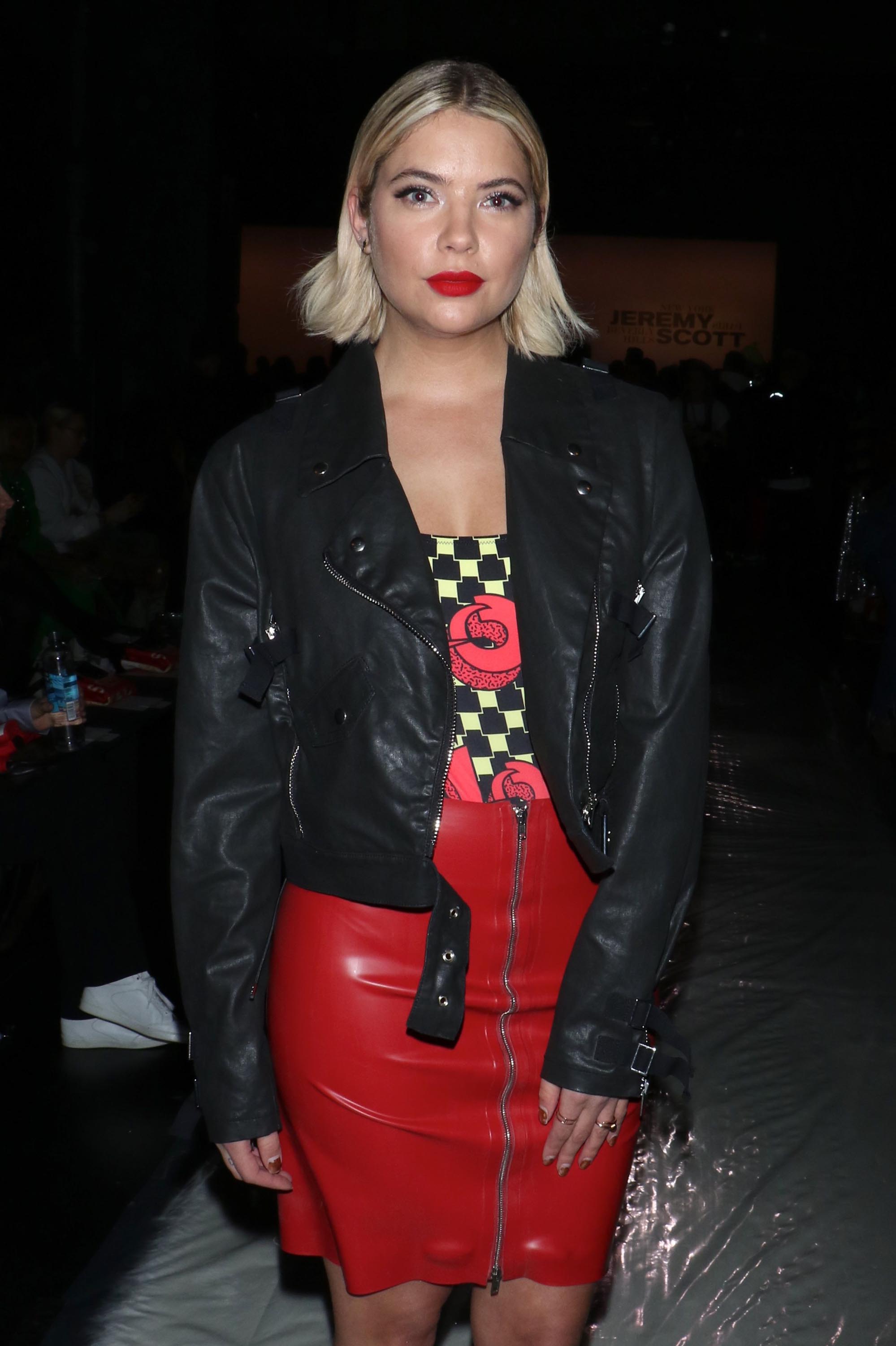 Ashley Benson attends the Jeremy Scott collection