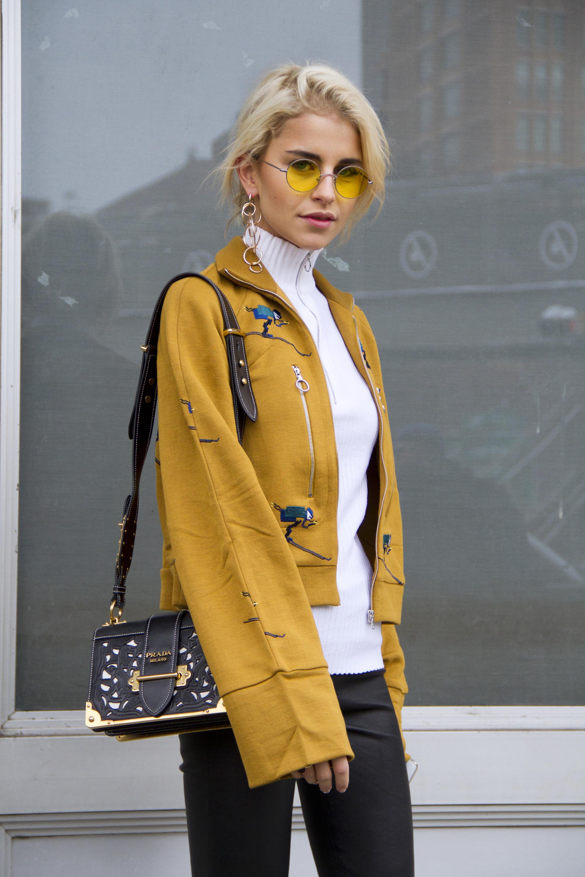 Caroline Daur attends Spring Studios outside the Lacoste show