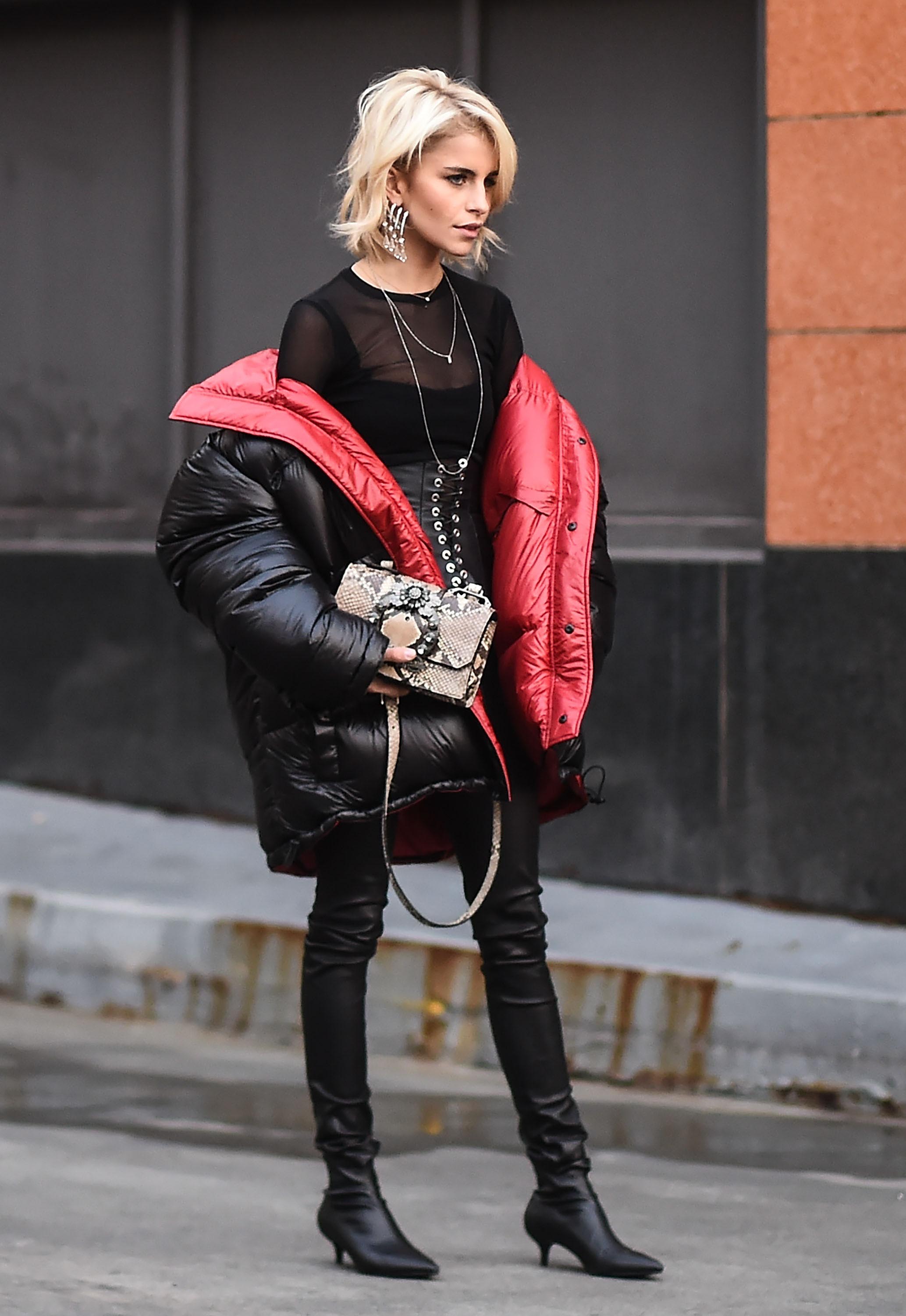 Caroline Daur outside Jonathan Simk