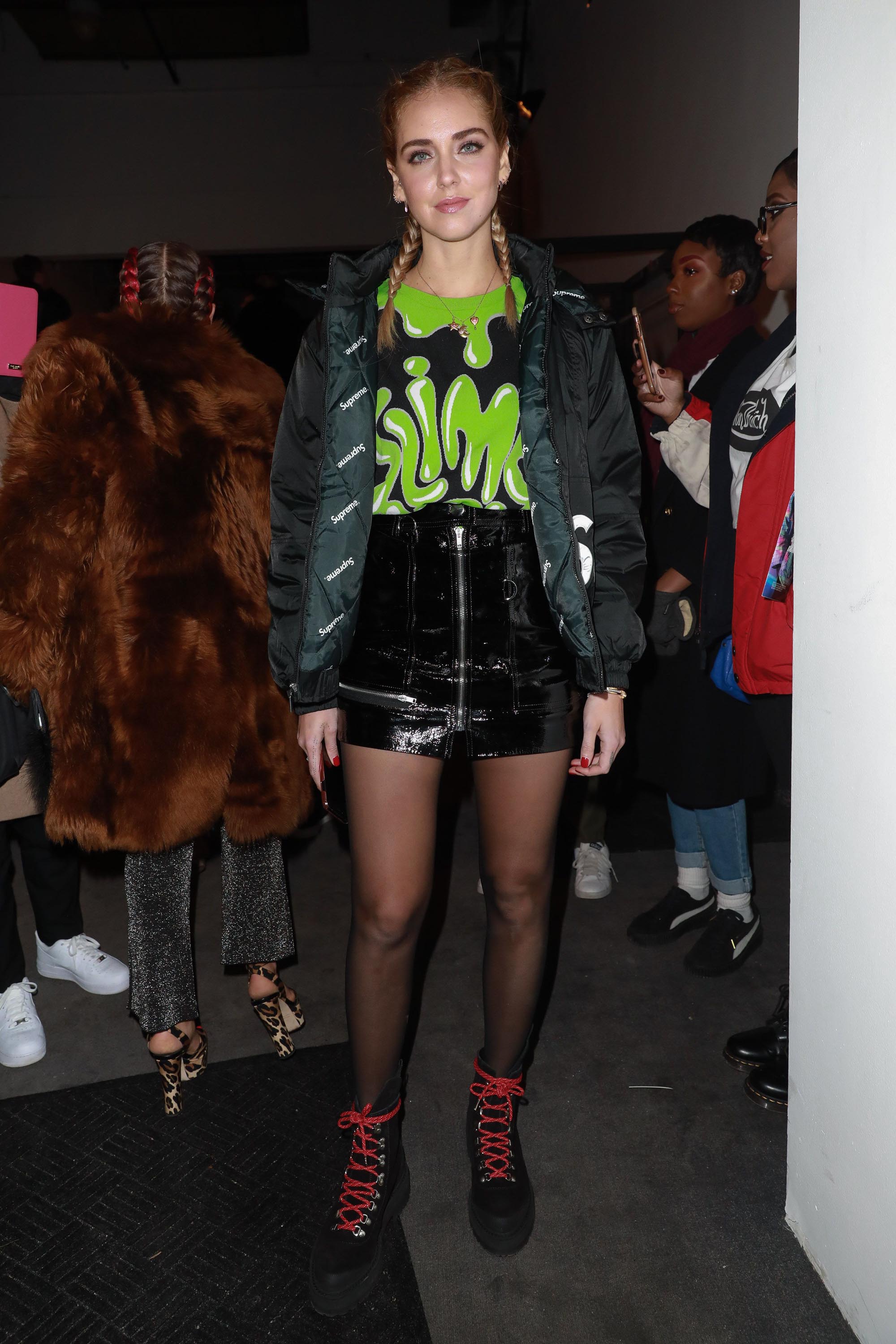 Chiara Ferragni arrives at the Jeremy Scott collection