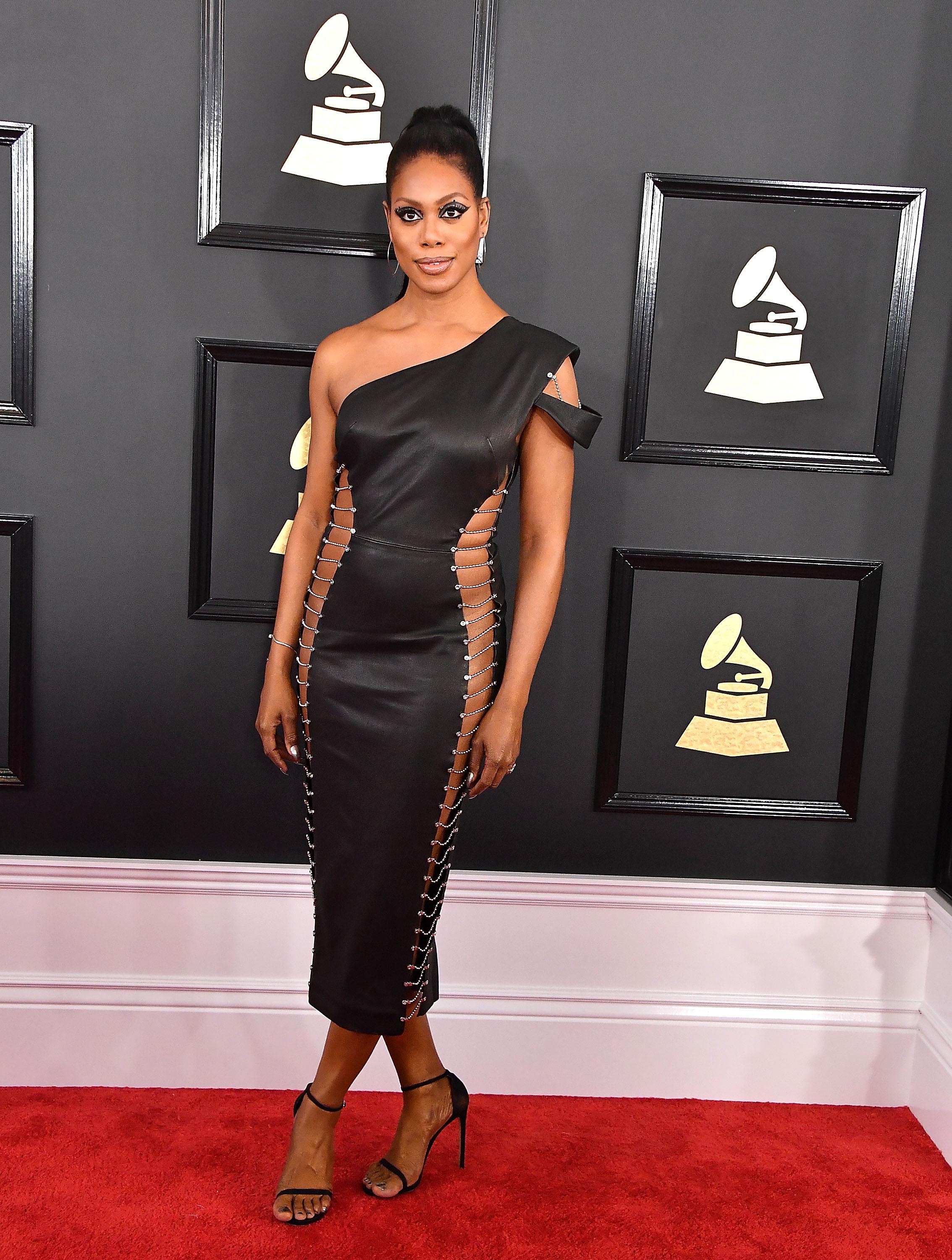 Laverne Cox attends The 59th GRAMMY Awards