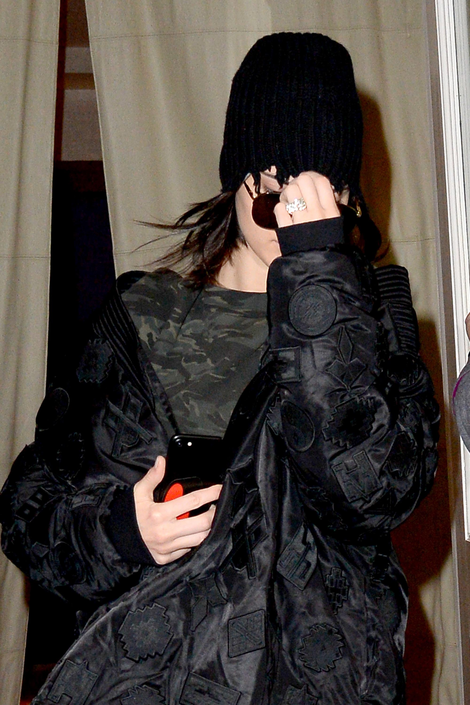 Kendall Jenner leaves Kim Kardashian’s apartment