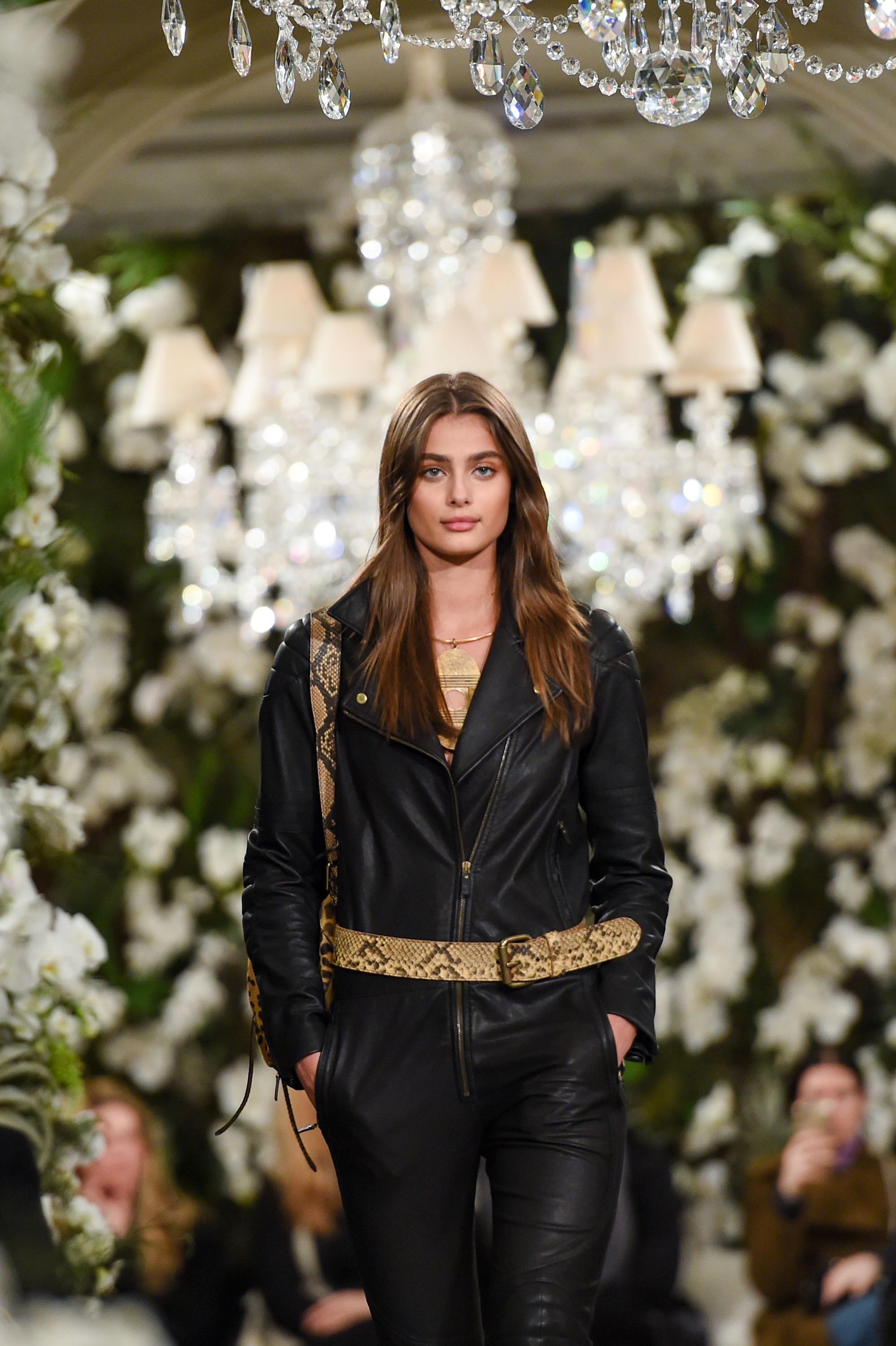 Taylor Hill walks the runway for Ralph Lauren collection