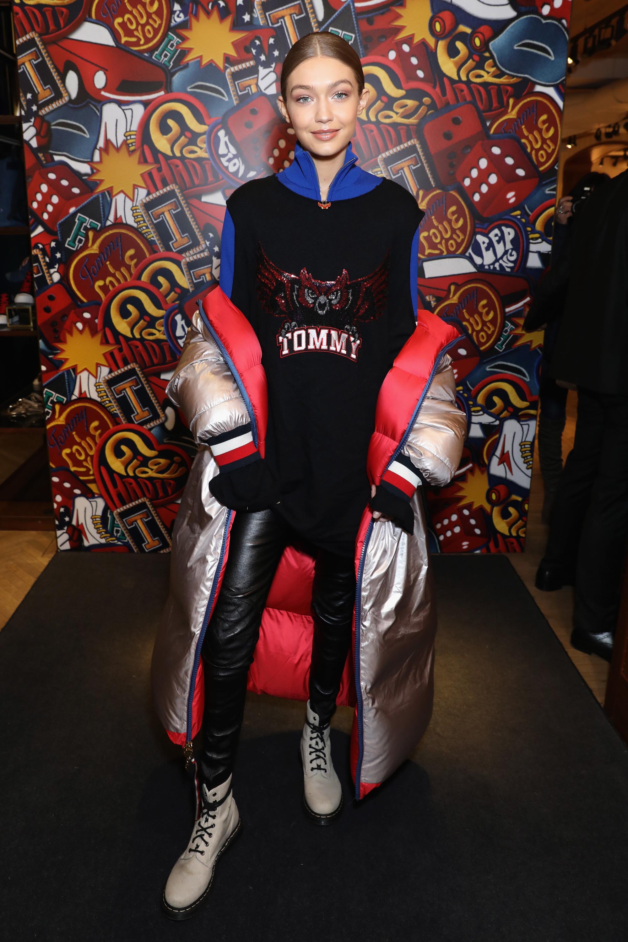 Gigi Hadid attends the Tommy Hilfiger flagship store