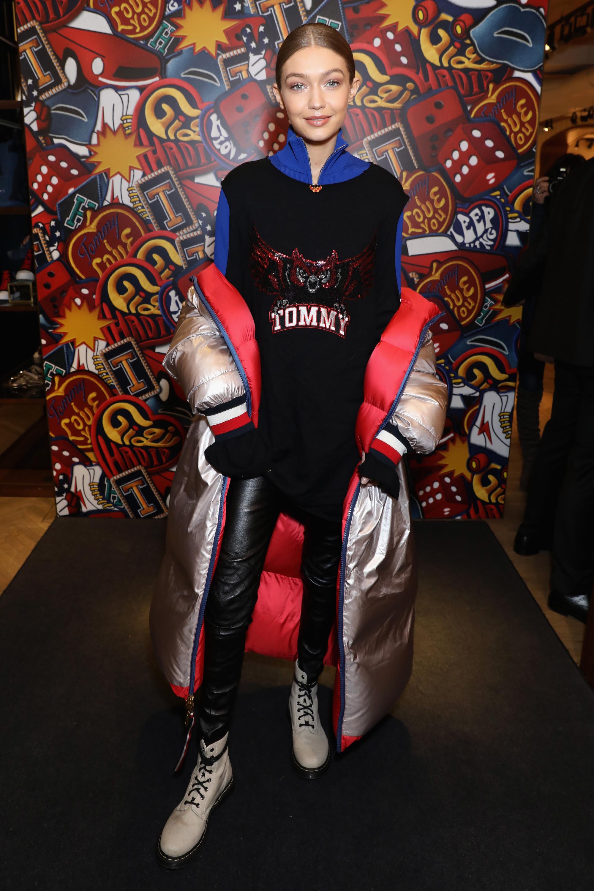 Gigi Hadid attends the Tommy Hilfiger flagship store