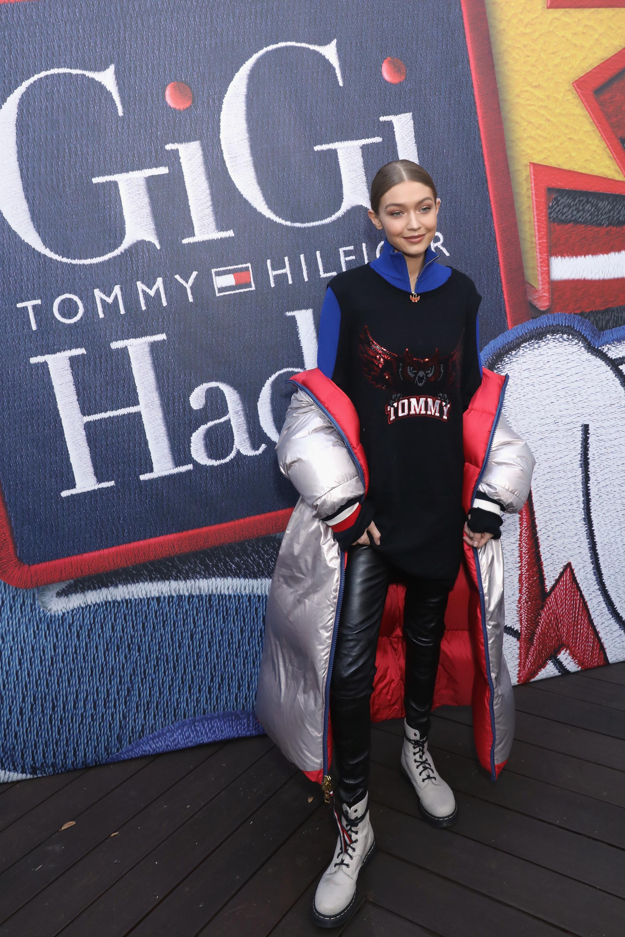 Gigi Hadid attends the Tommy Hilfiger flagship store