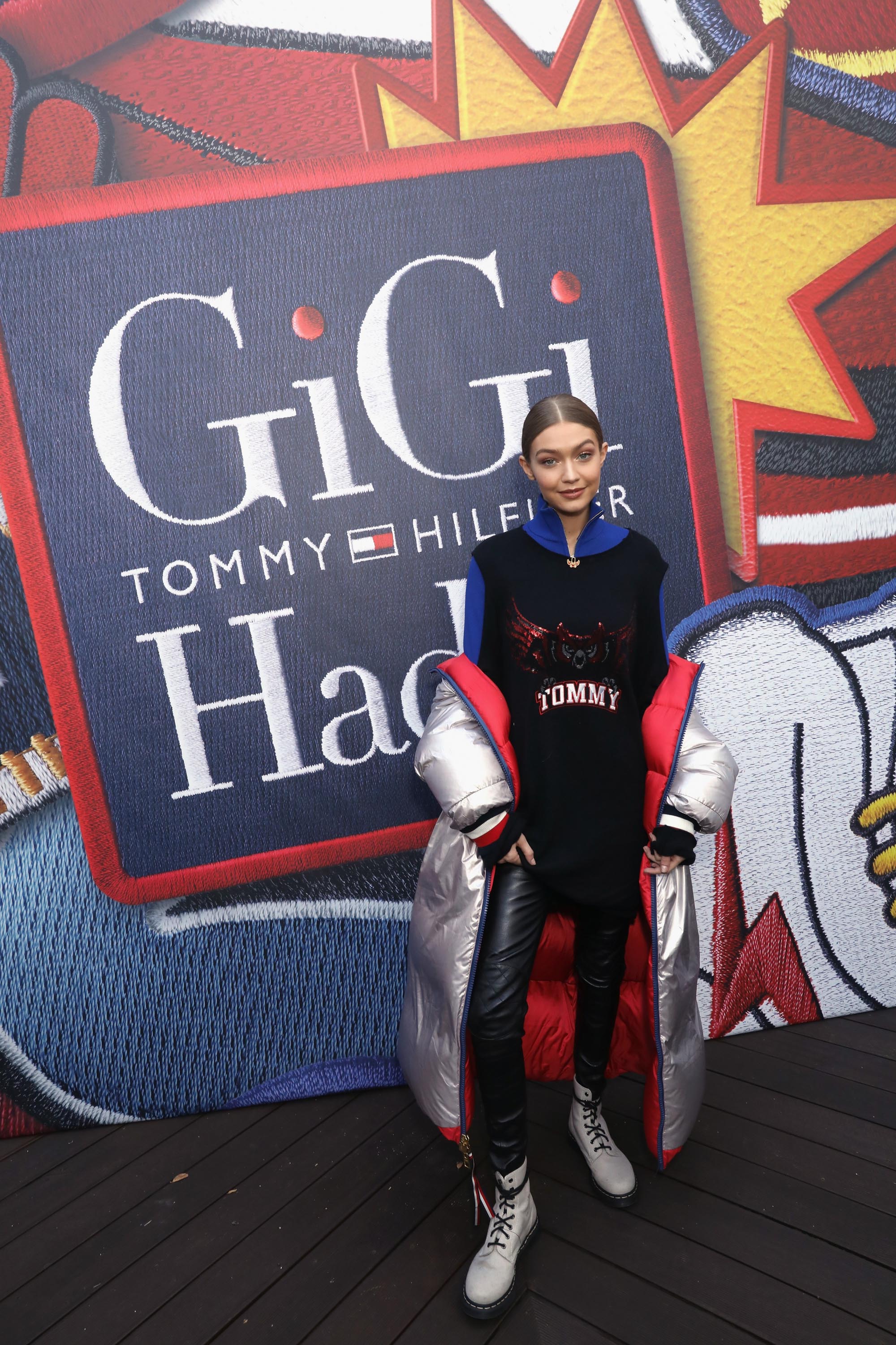 Gigi Hadid attends the Tommy Hilfiger flagship store