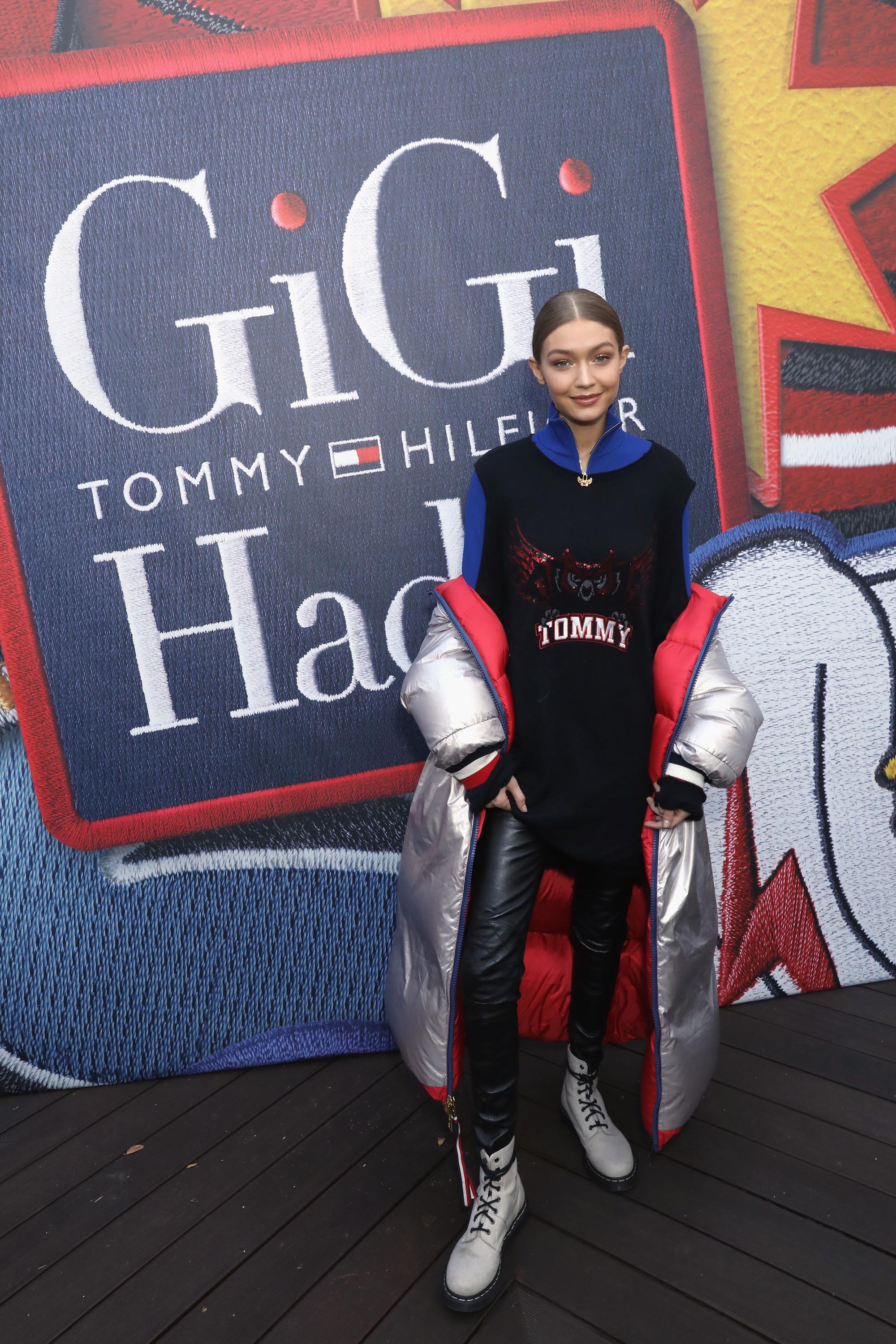 Gigi Hadid attends the Tommy Hilfiger flagship store