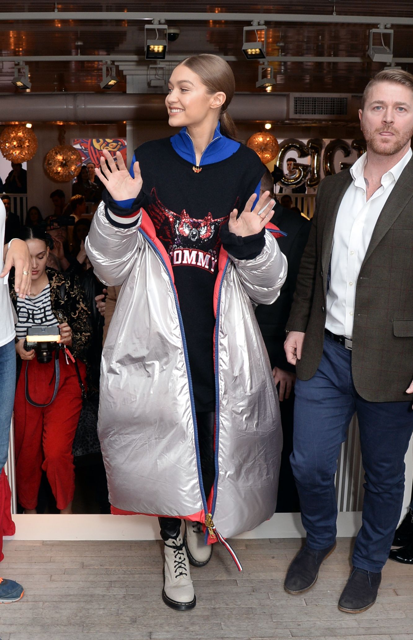 Gigi Hadid attends the Tommy Hilfiger flagship store