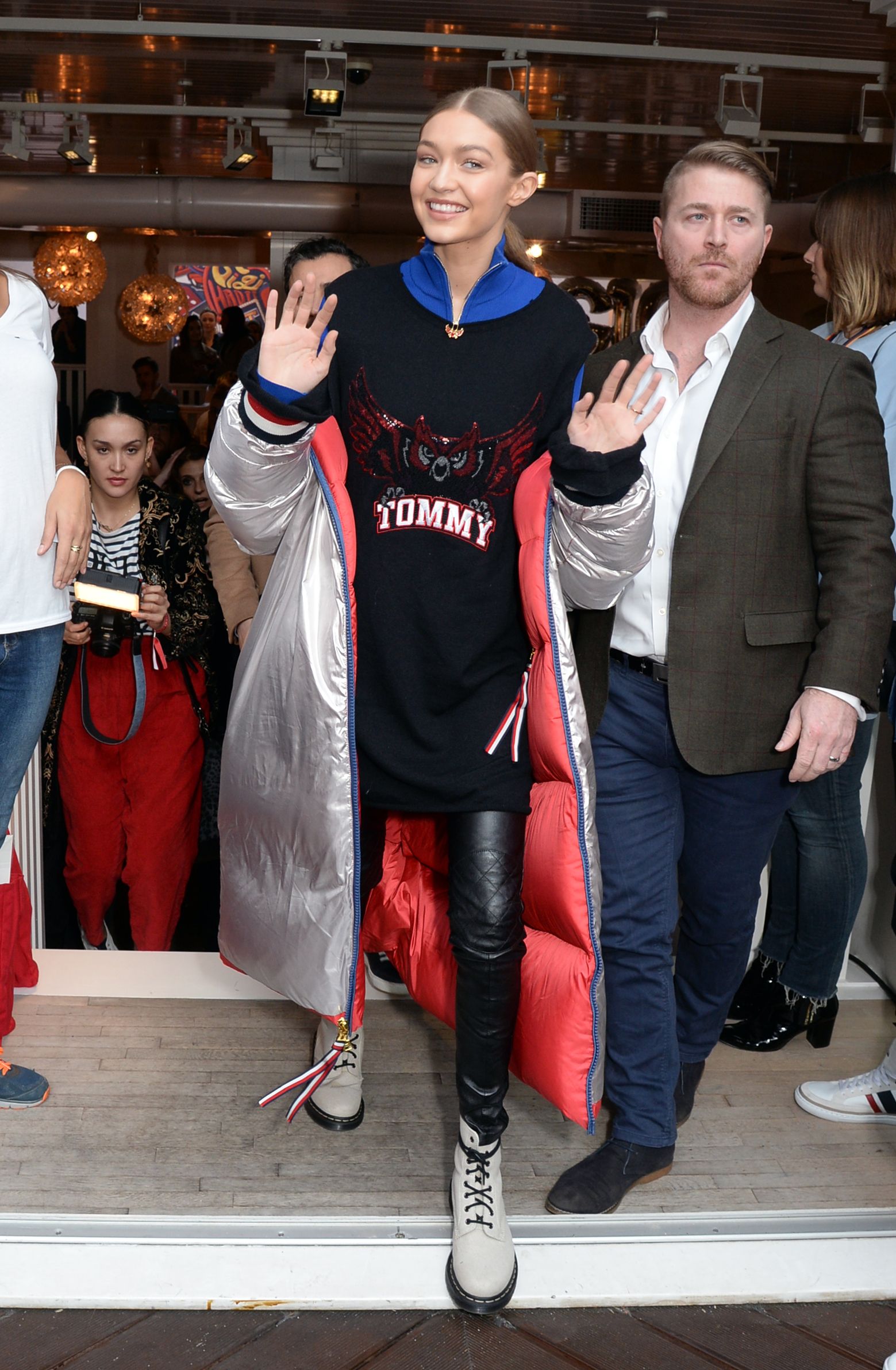 Gigi Hadid attends the Tommy Hilfiger flagship store