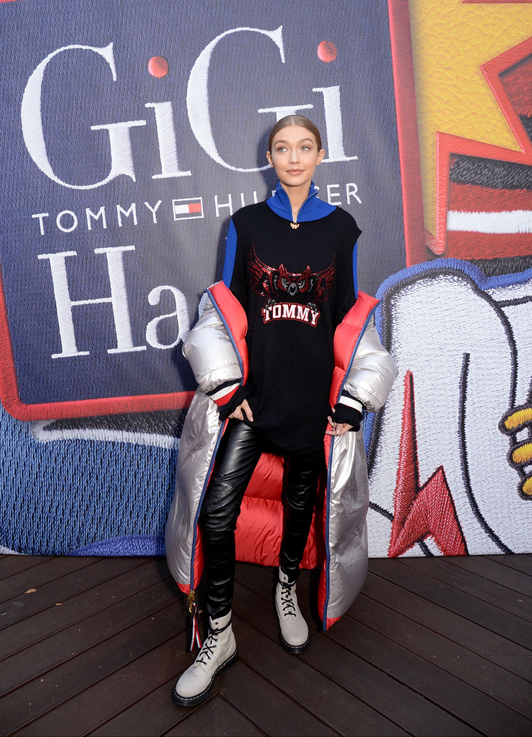 Gigi Hadid attends the Tommy Hilfiger flagship store