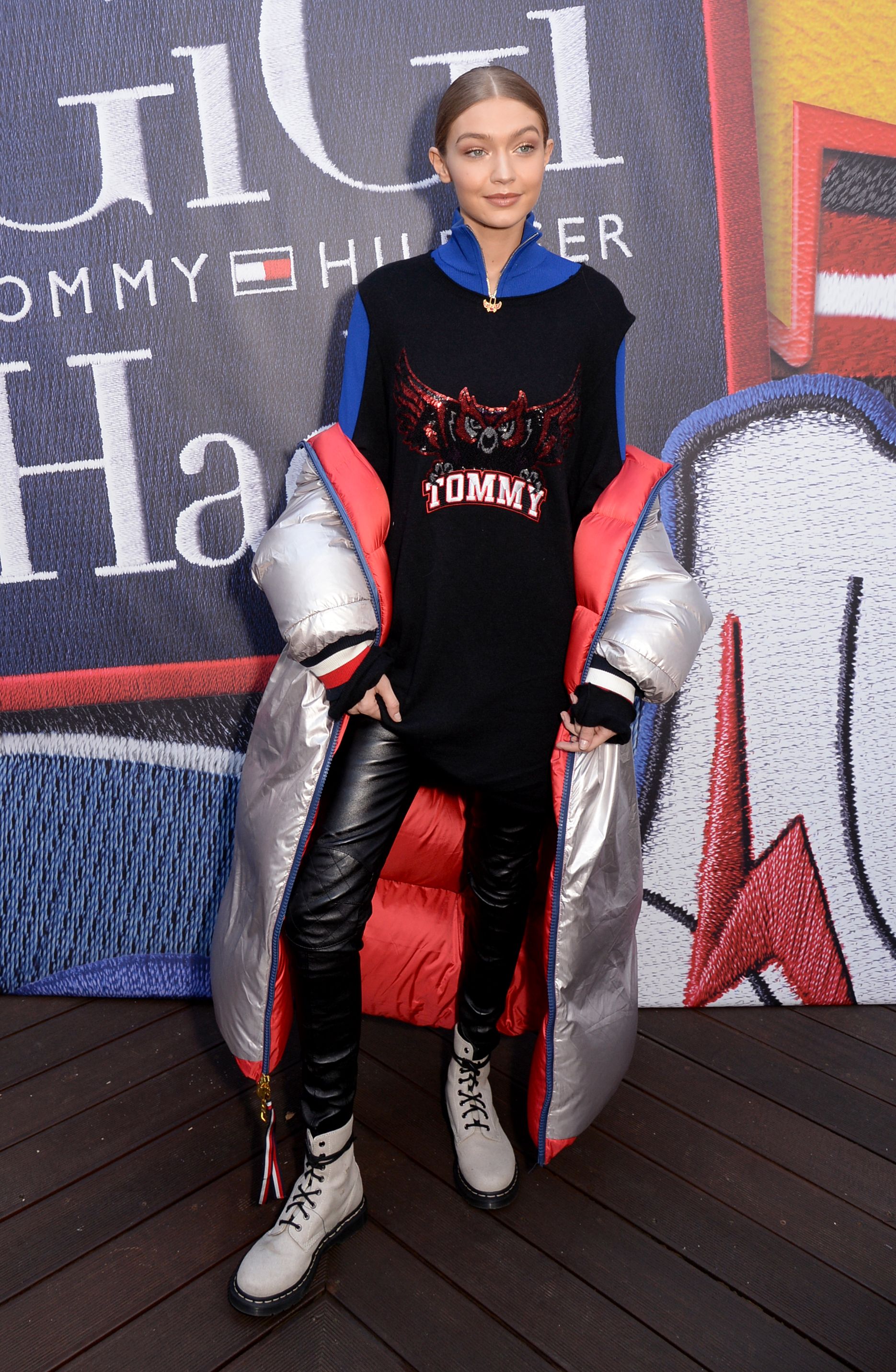 Gigi Hadid attends the Tommy Hilfiger flagship store