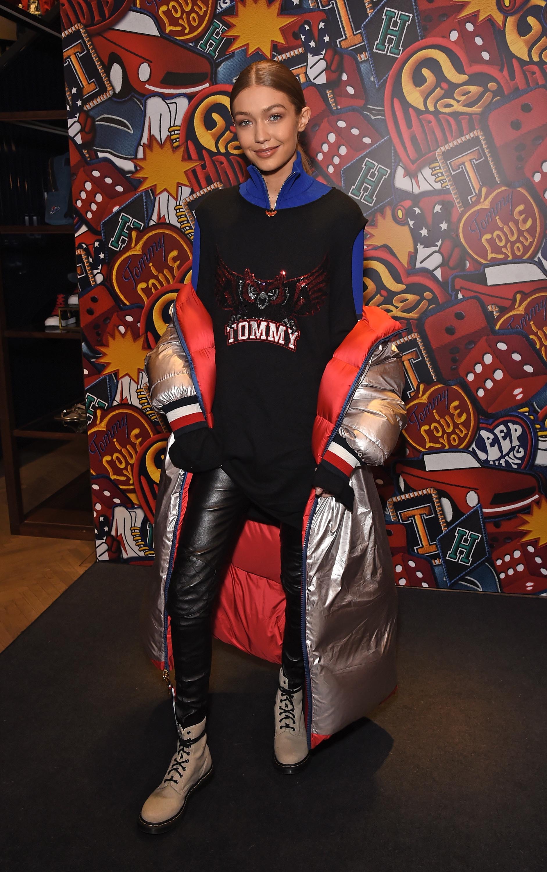 Gigi Hadid attends the Tommy Hilfiger flagship store