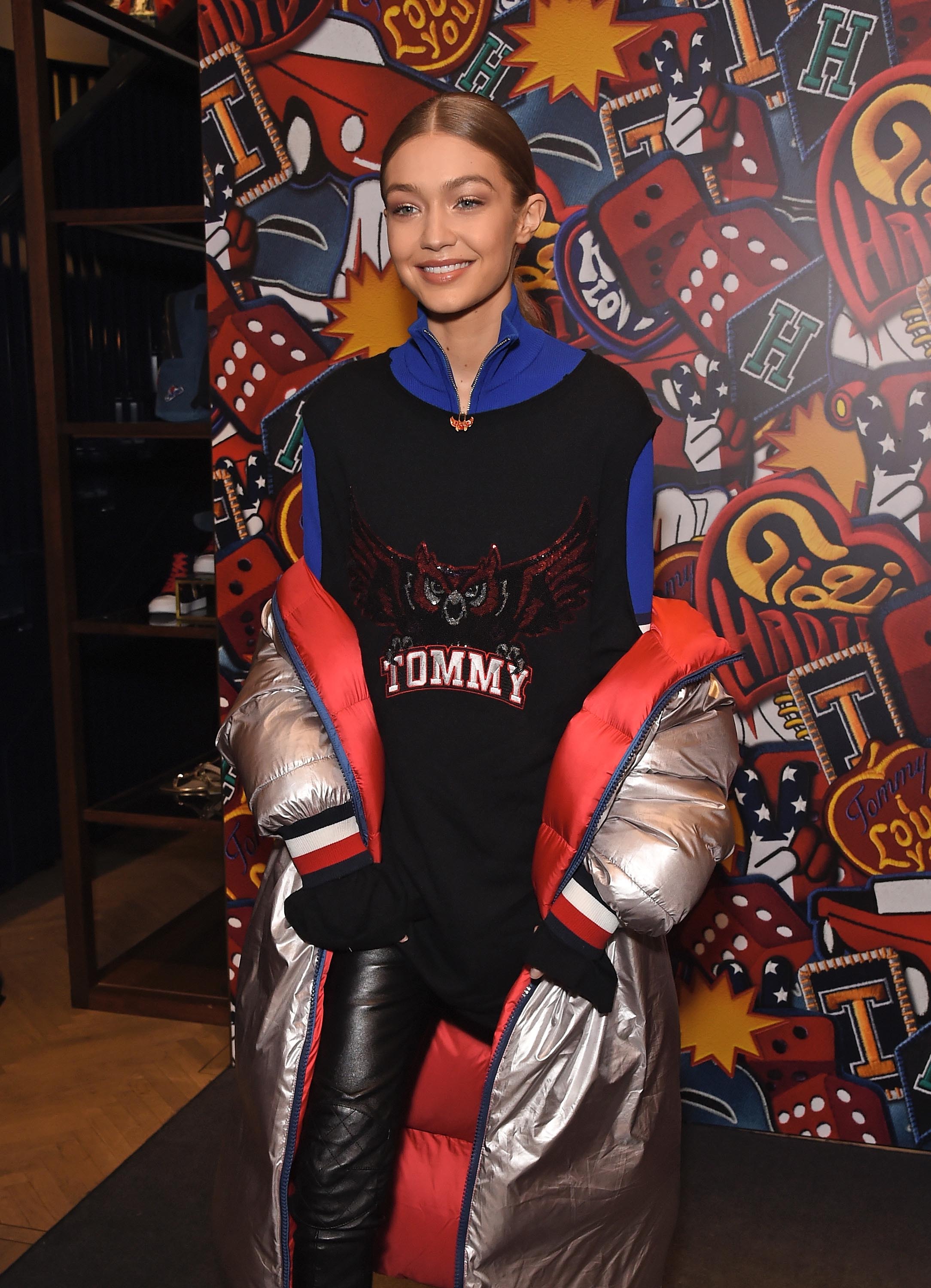 Gigi Hadid attends the Tommy Hilfiger flagship store