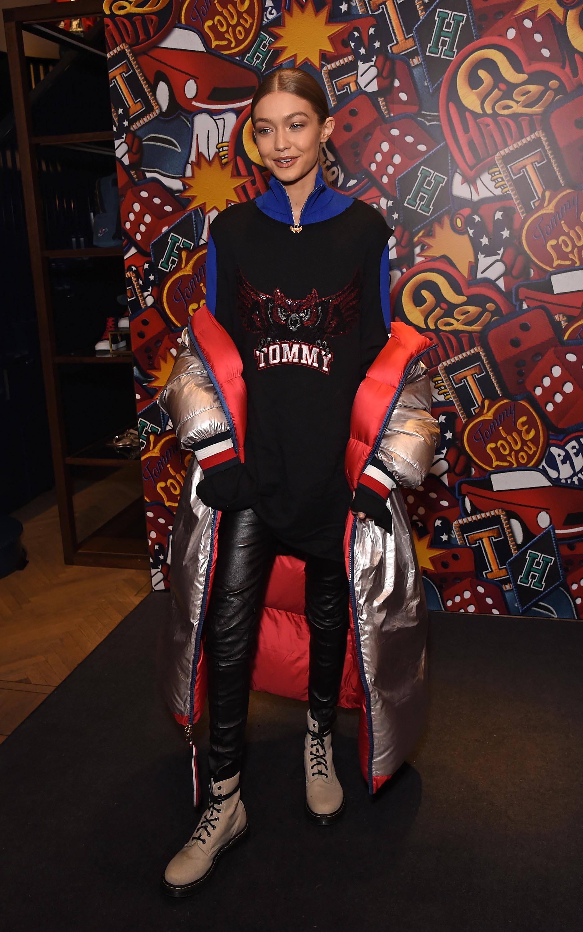 Gigi Hadid attends the Tommy Hilfiger flagship store