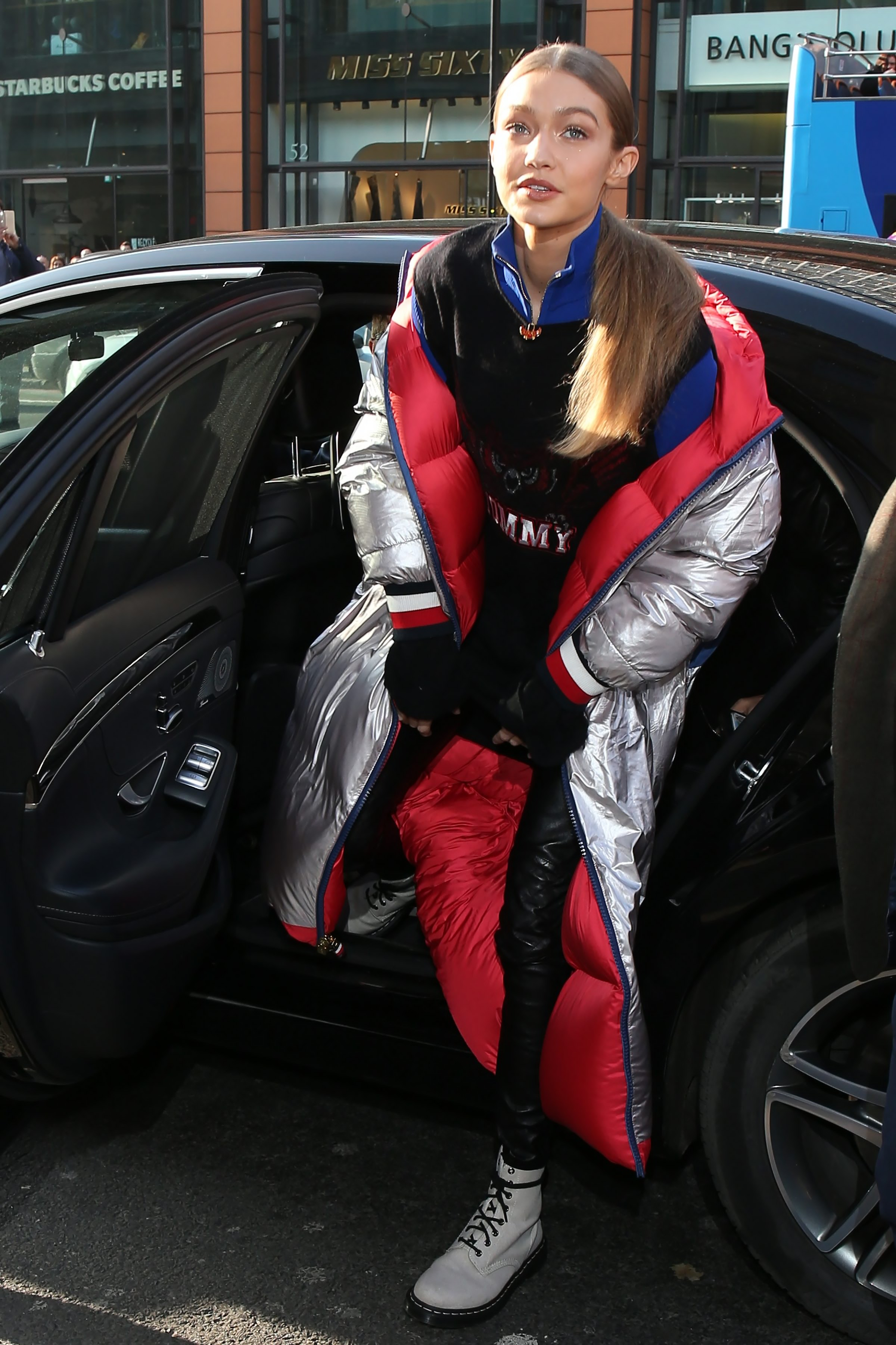 Gigi Hadid attends the Tommy Hilfiger flagship store