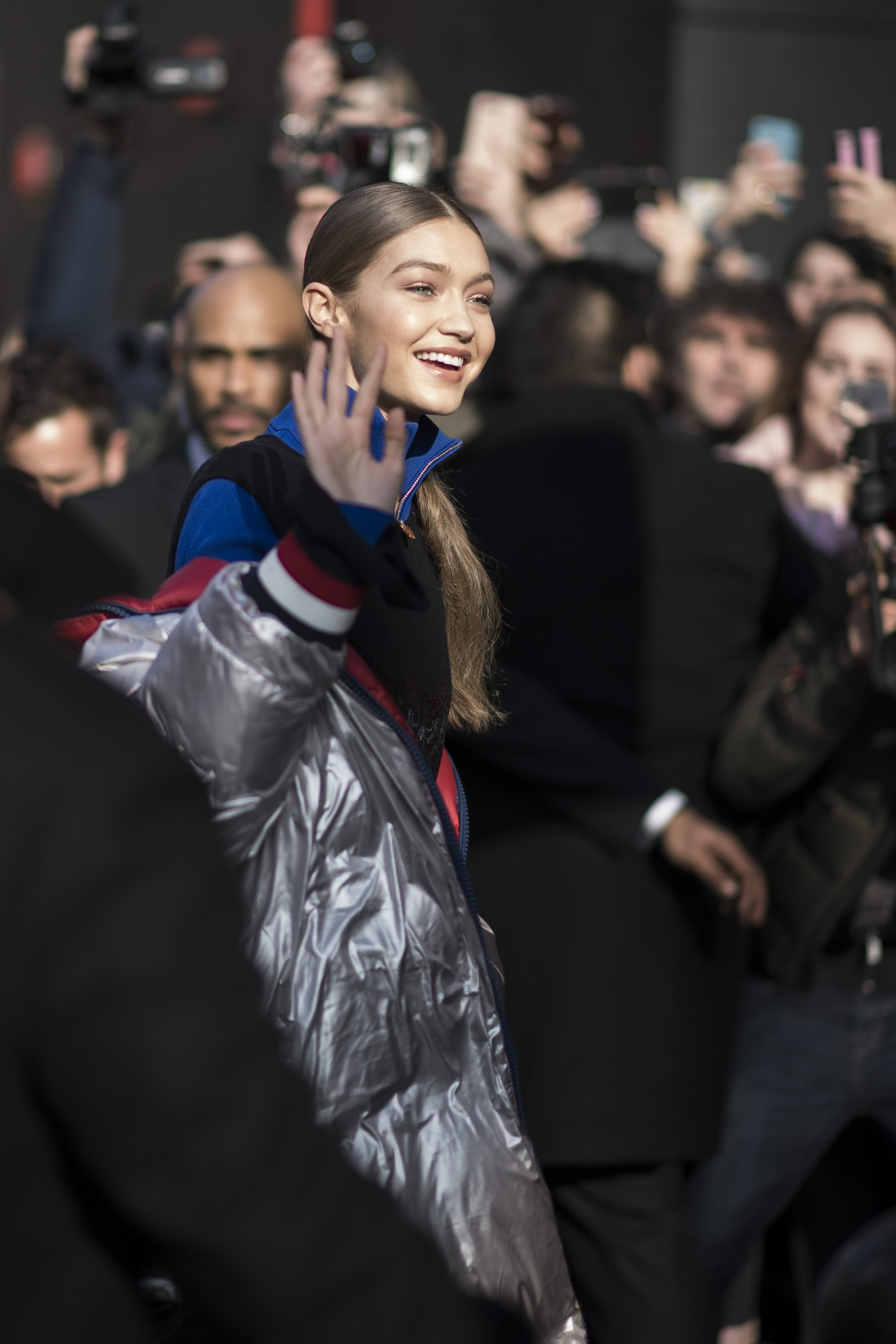 Gigi Hadid attends the Tommy Hilfiger flagship store