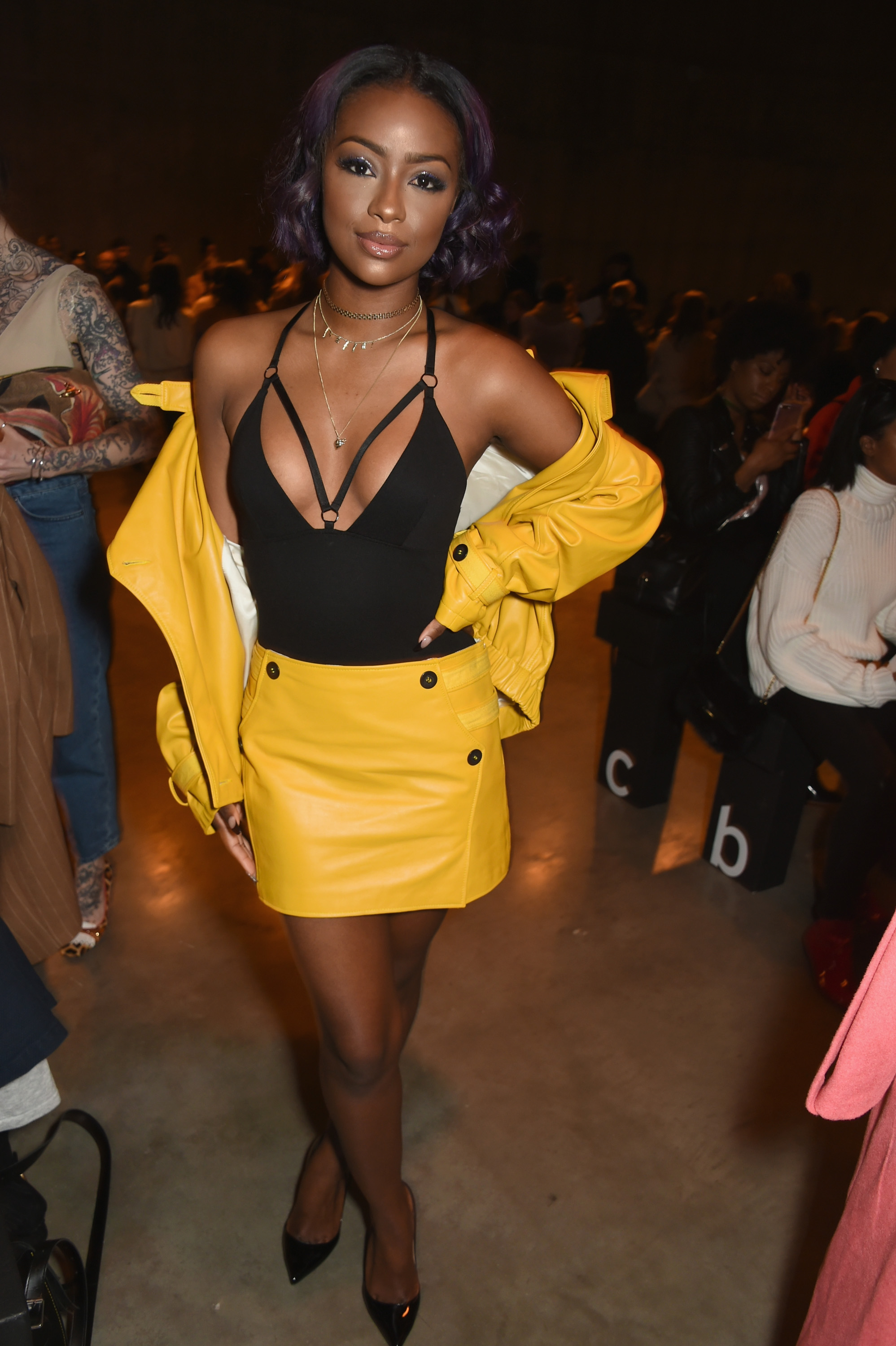 Justine Skye attends Topshop’s London Fashion Week show