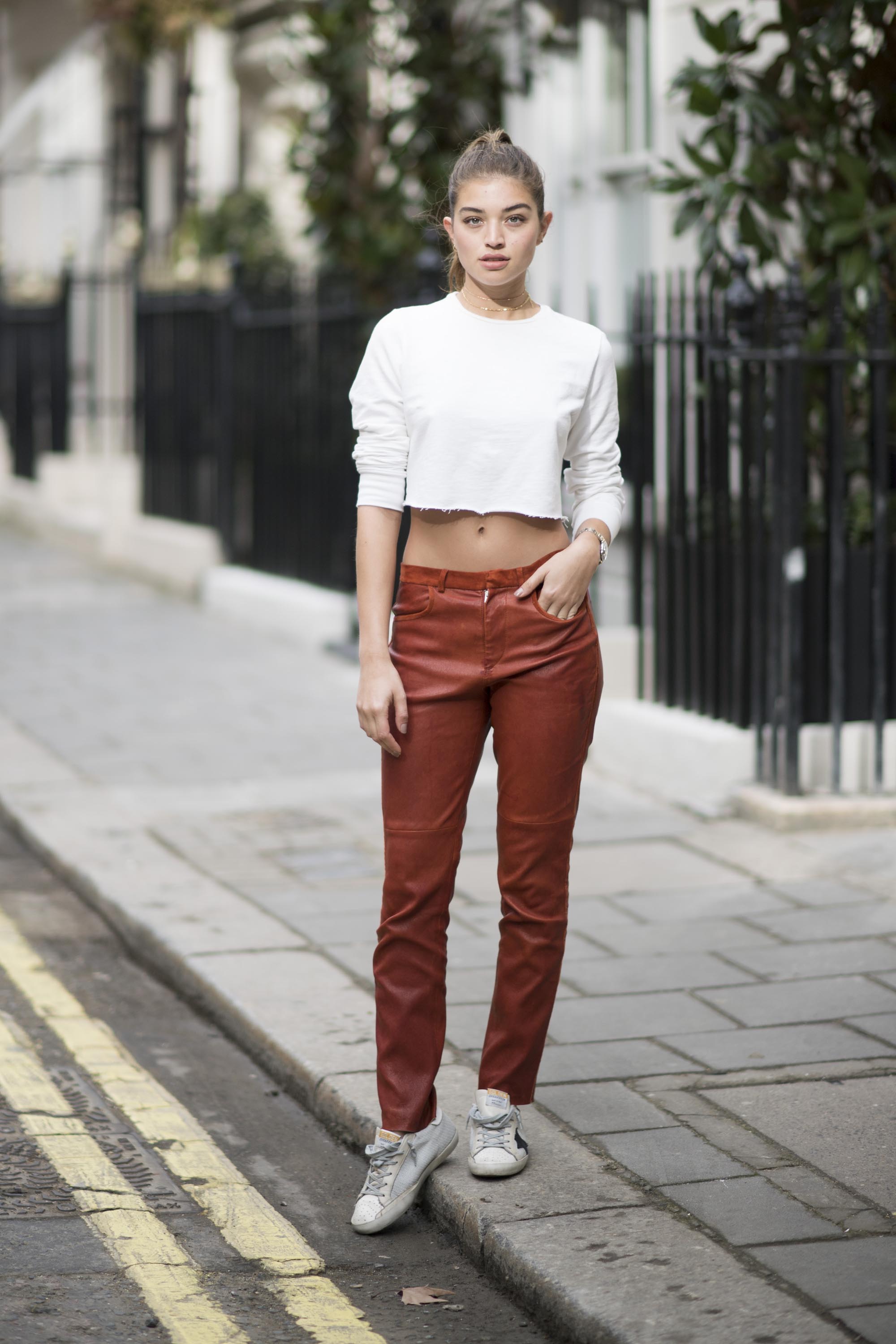 Sarah Harris street style in London