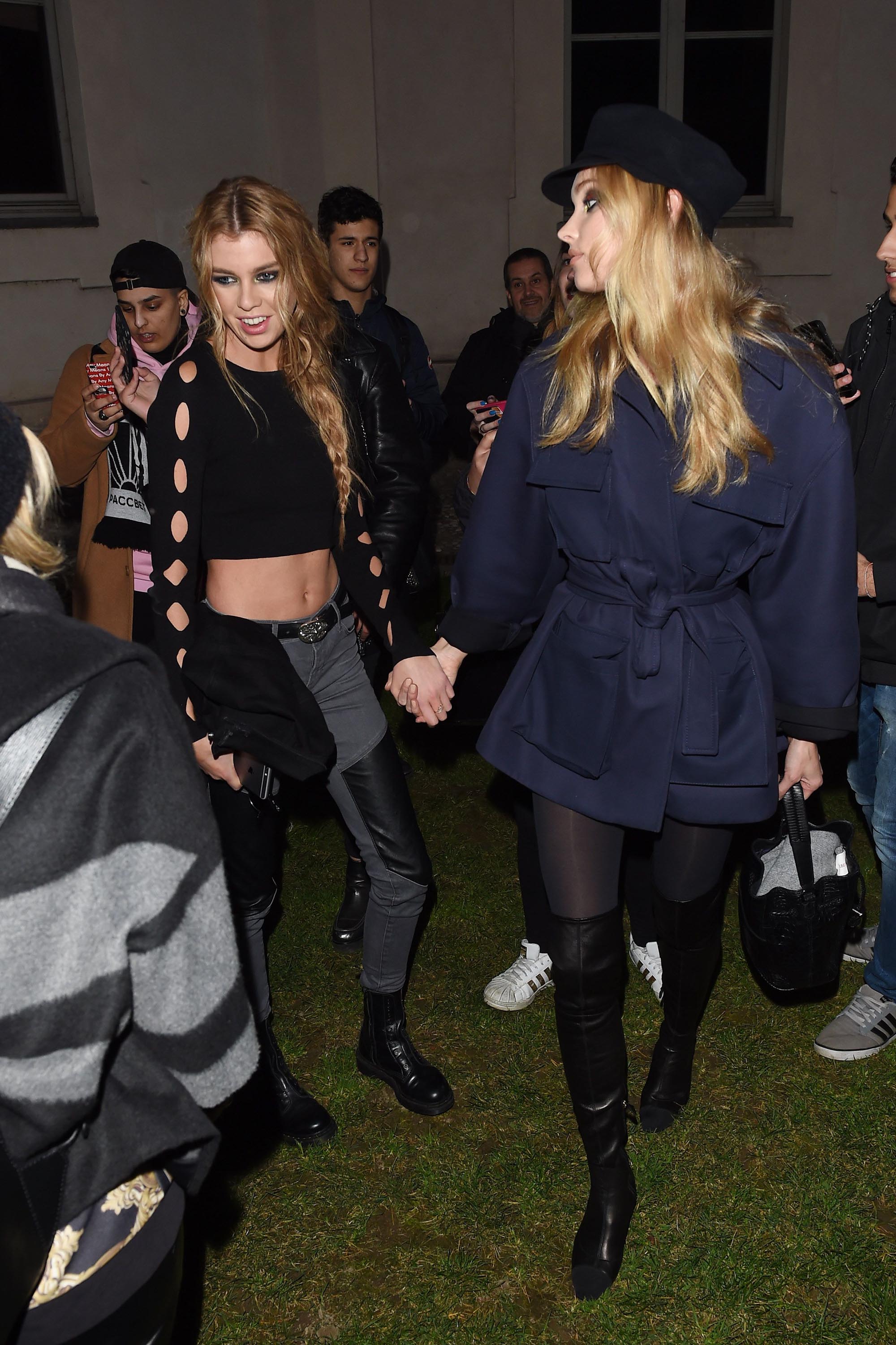 Stella Maxwell & Elsa Hosk Outside the Alberta Ferretti fashion show