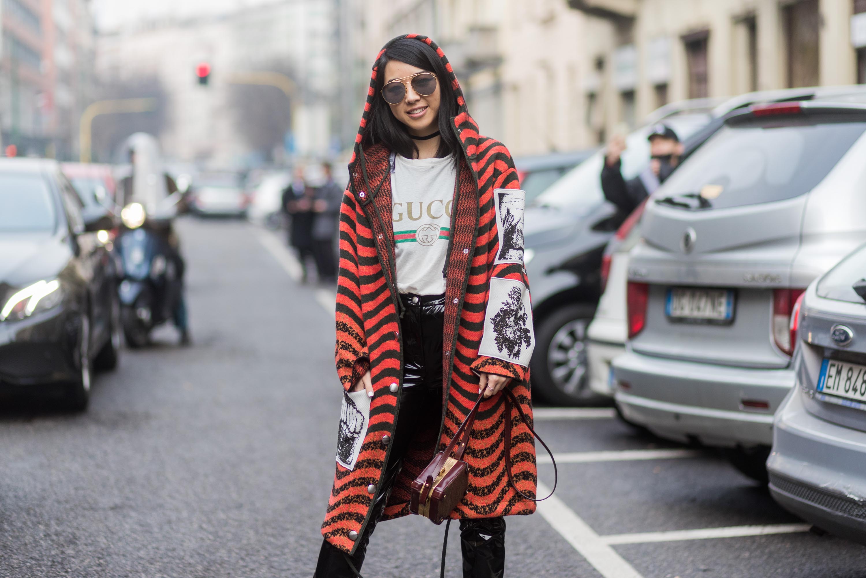 Street style during Milan Fashion Week Fall/Winter 2017/18