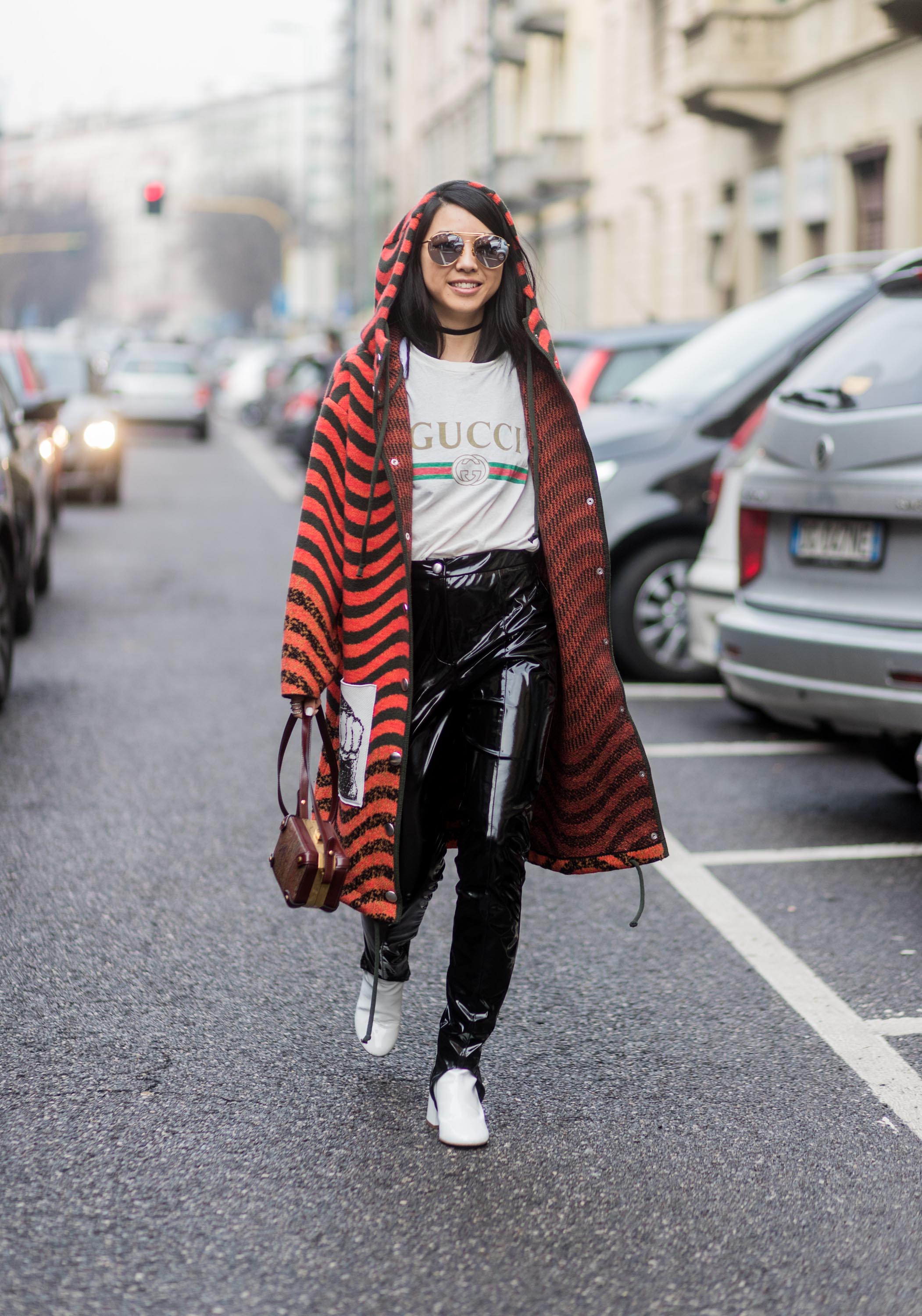 Street style during Milan Fashion Week Fall/Winter 2017/18