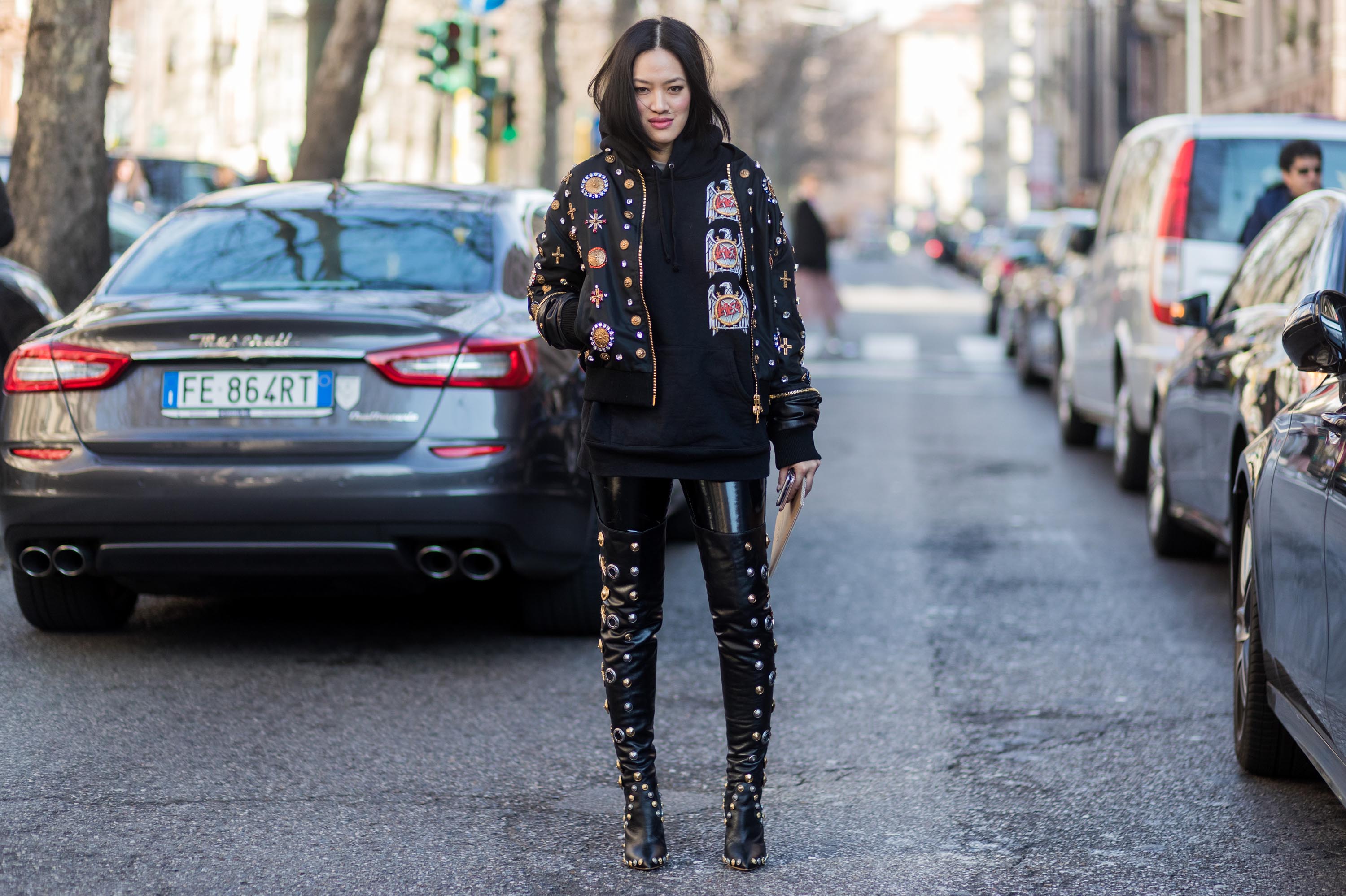 Street style during Milan Fashion Week Fall/Winter 2017/18