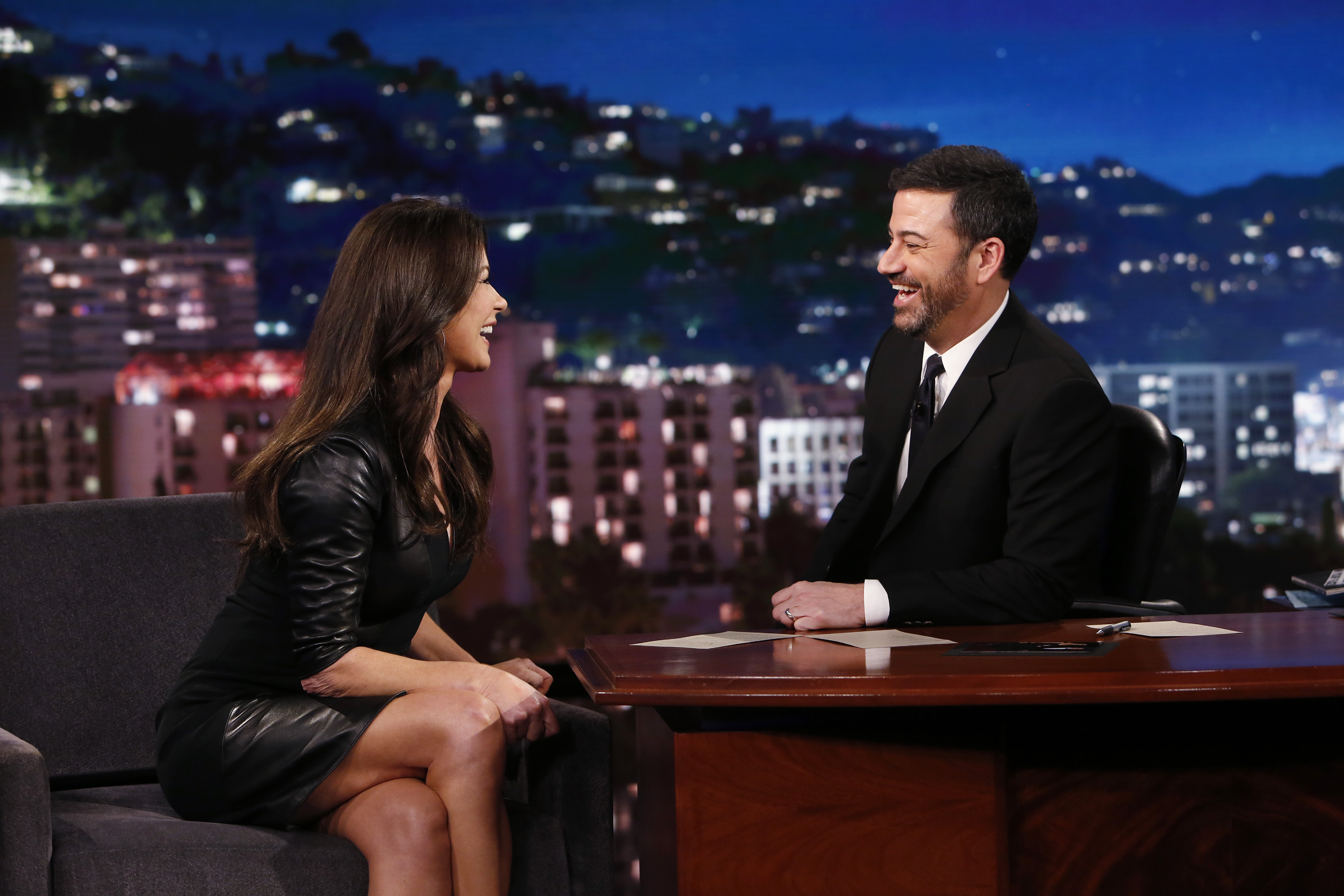 Catherine Zeta-Jones is seen at Kimmel