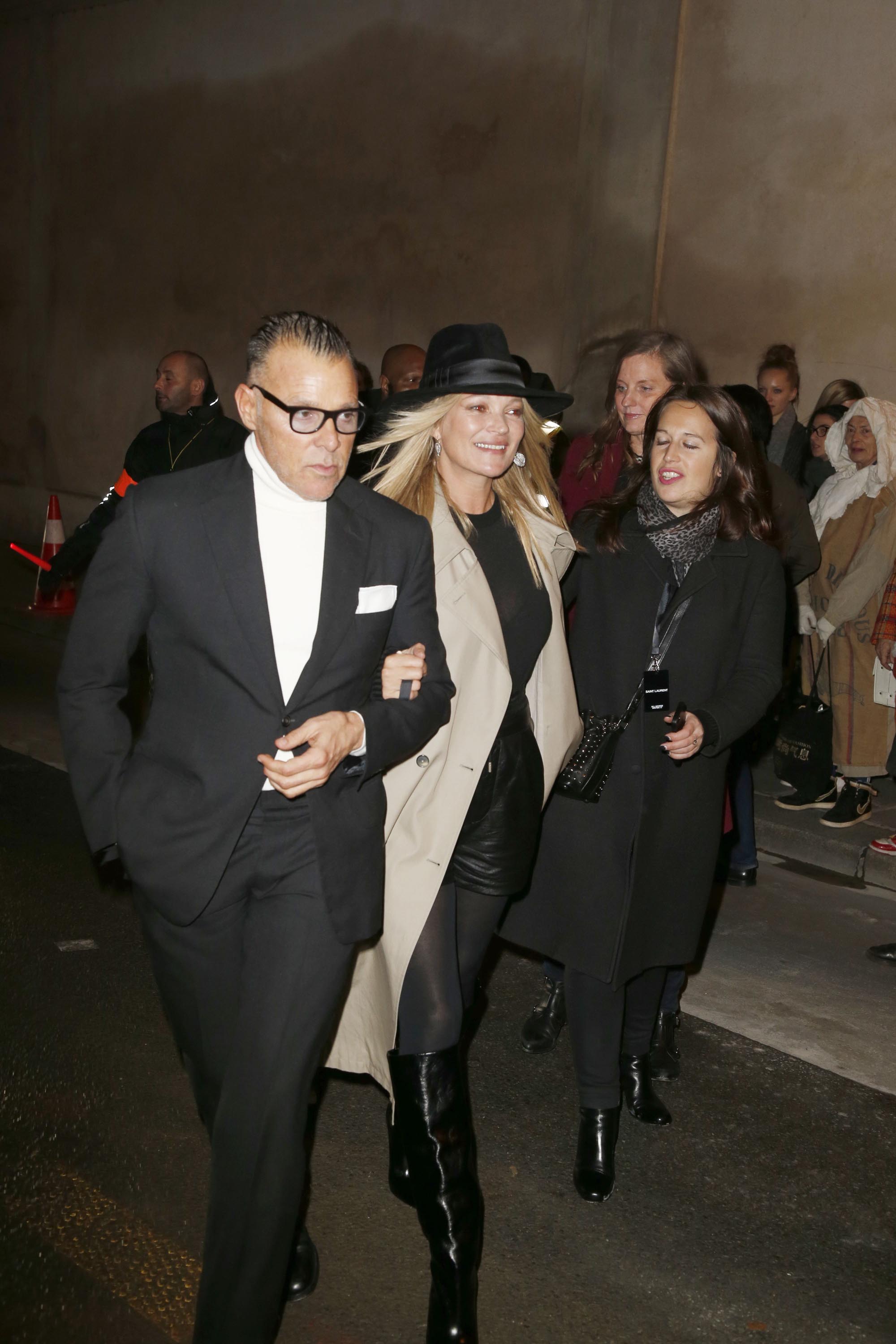 Kate Moss arrivng at The Saint Laurent Fashion Show Fall-Winter