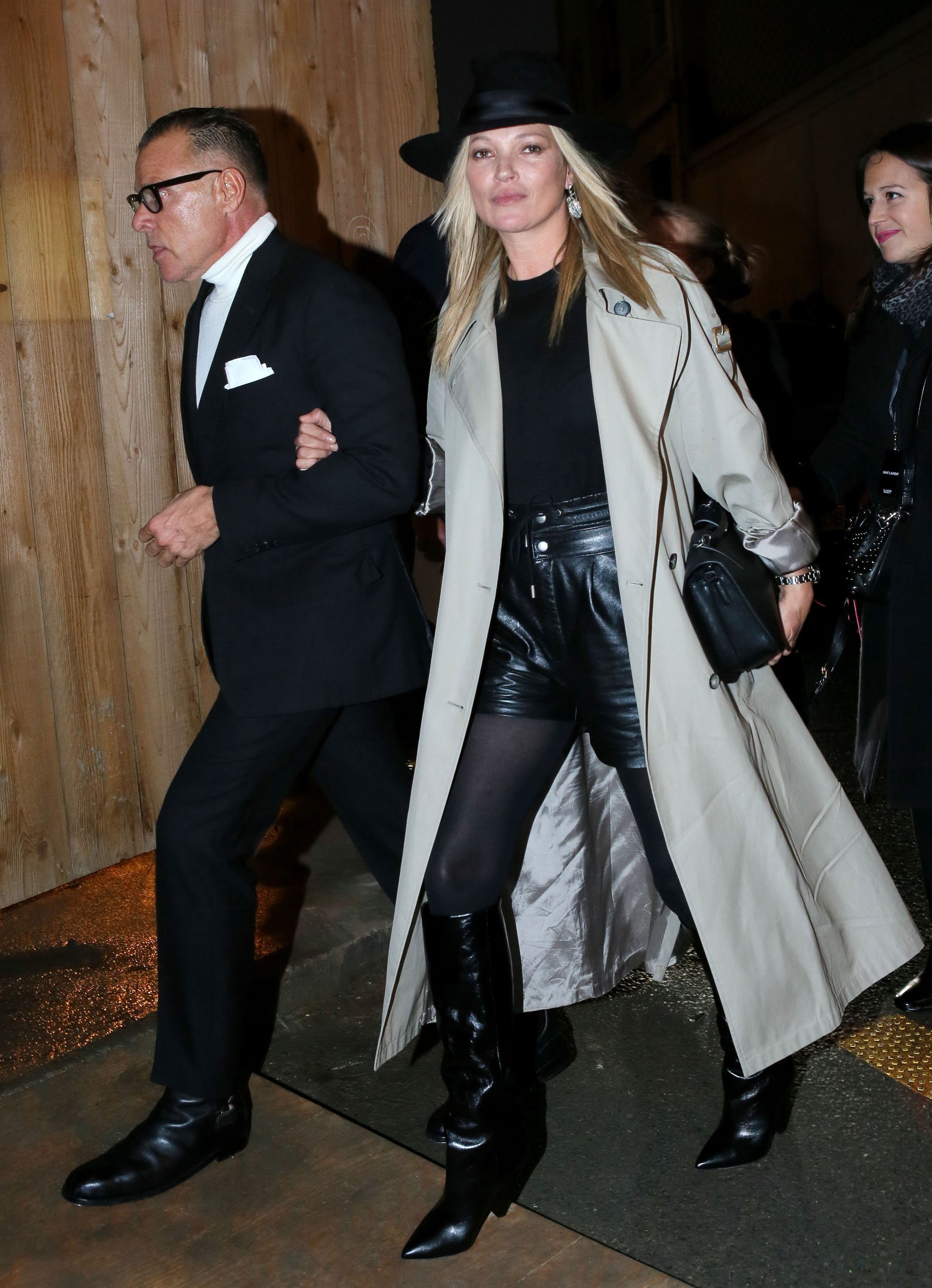 Kate Moss arrivng at The Saint Laurent Fashion Show Fall-Winter