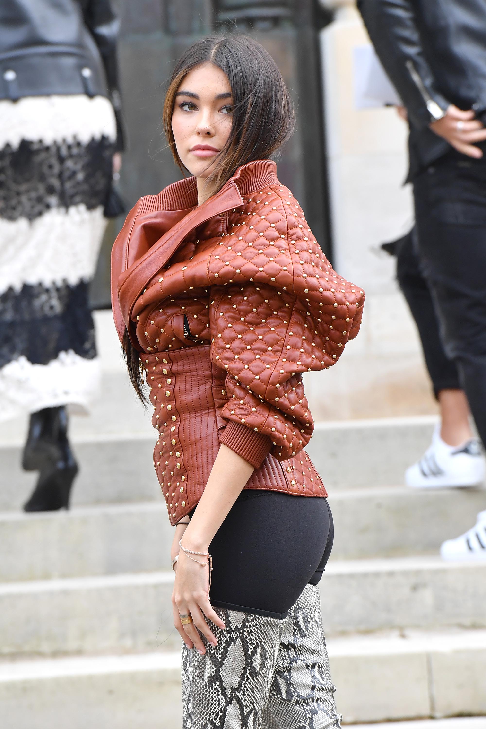 Madison Beer attends the Balmain show