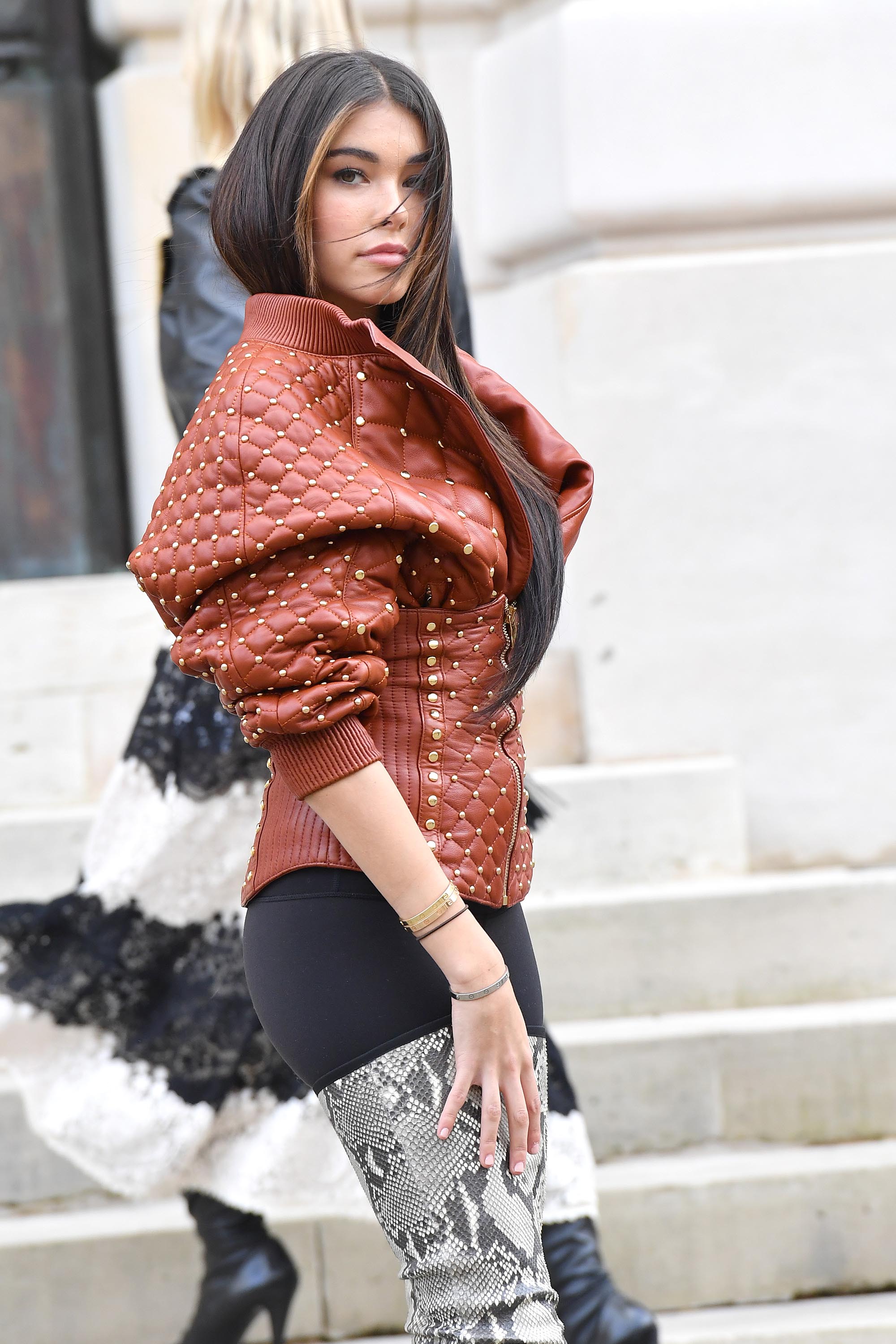 Madison Beer attends the Balmain show
