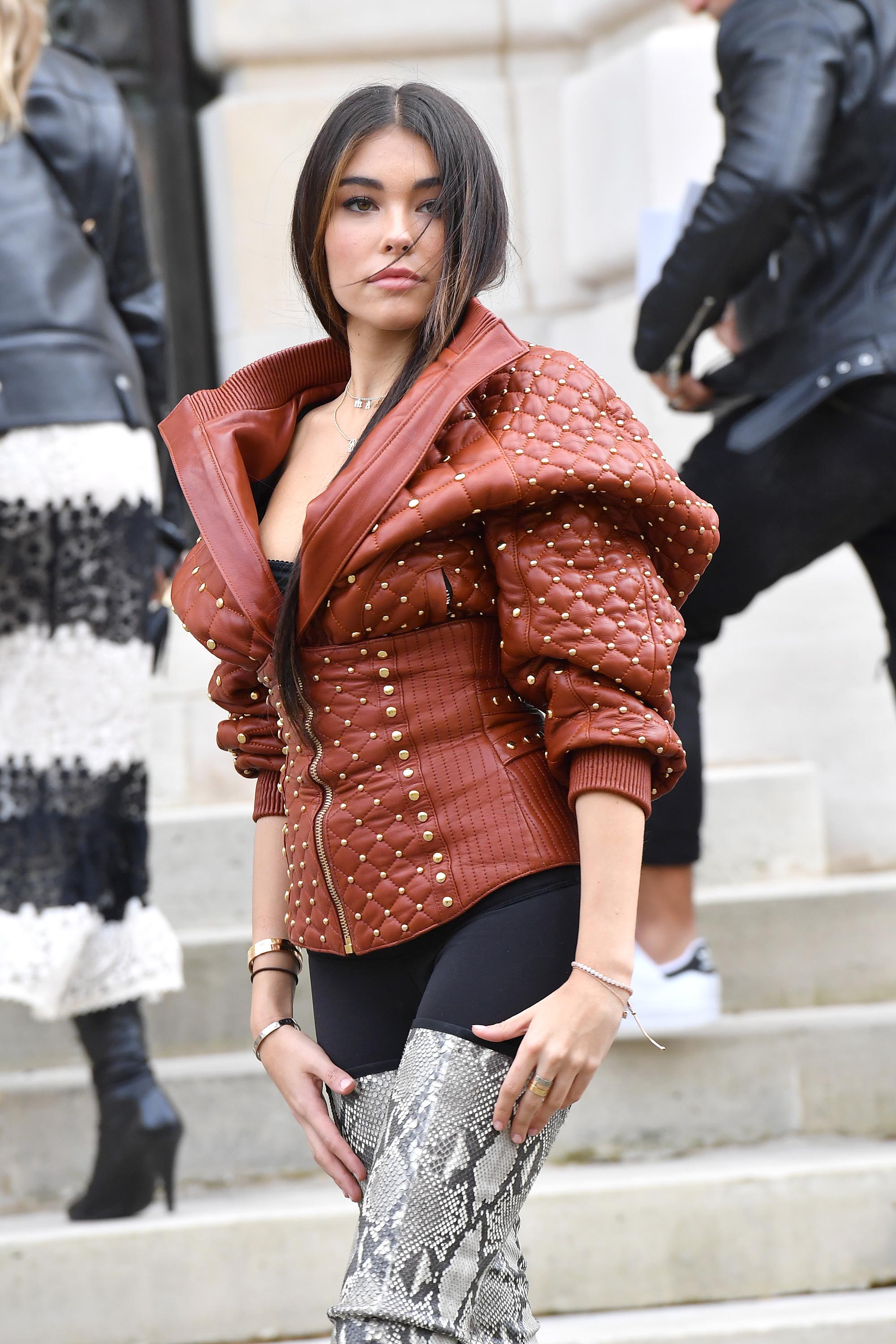 Madison Beer attends the Balmain show