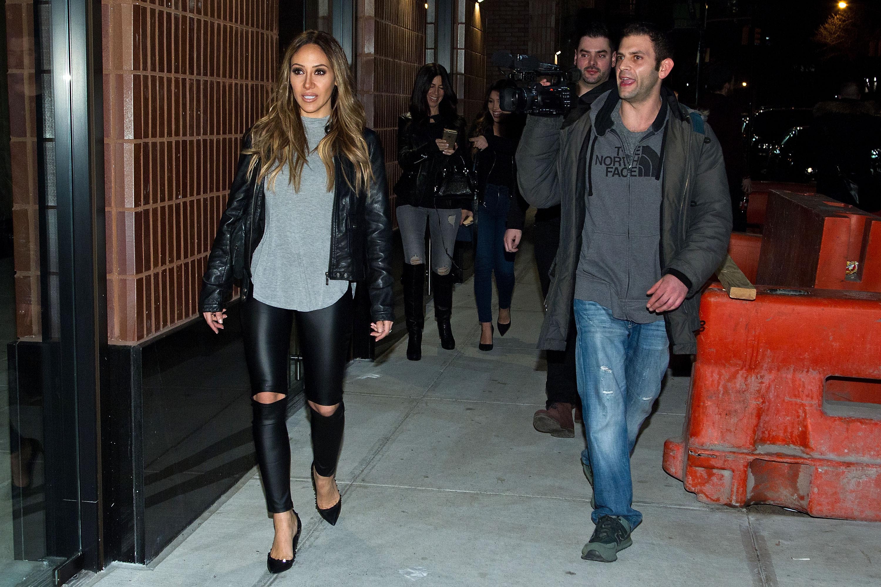 Melissa Gorga exiting Doubletree Times Square West