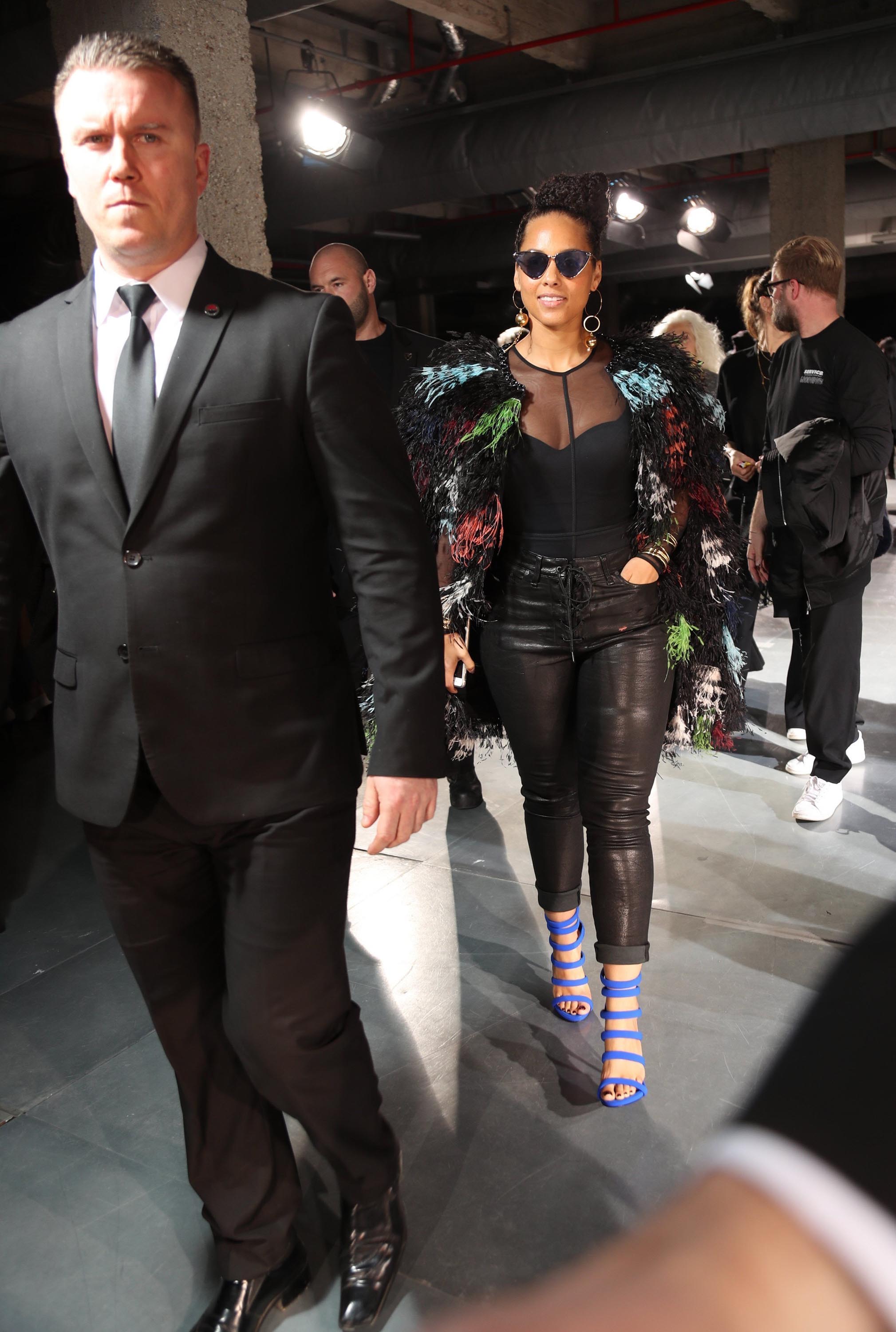 Alicia Keys attends the Yohji Yamamoto fashion show