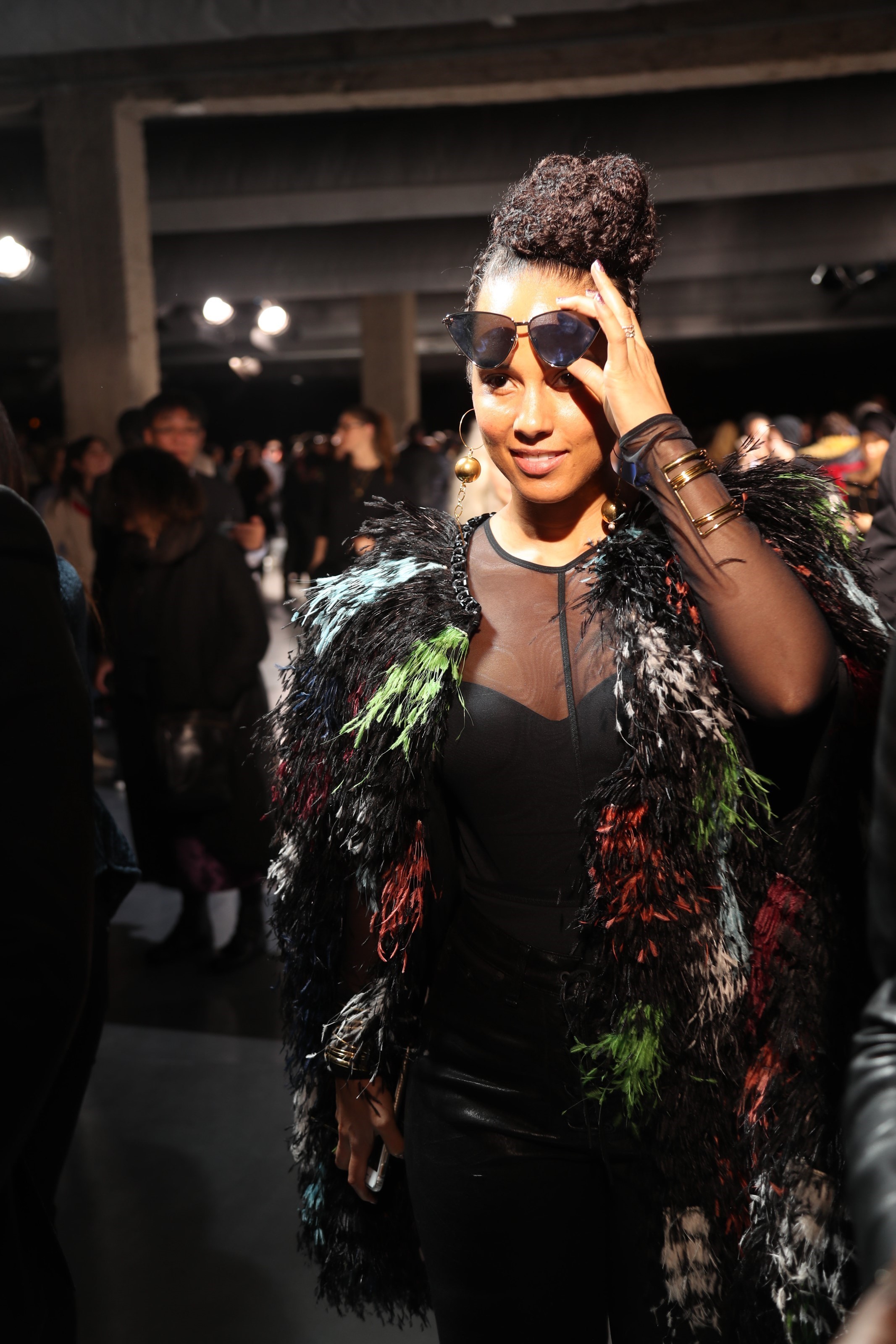 Alicia Keys attends the Yohji Yamamoto fashion show