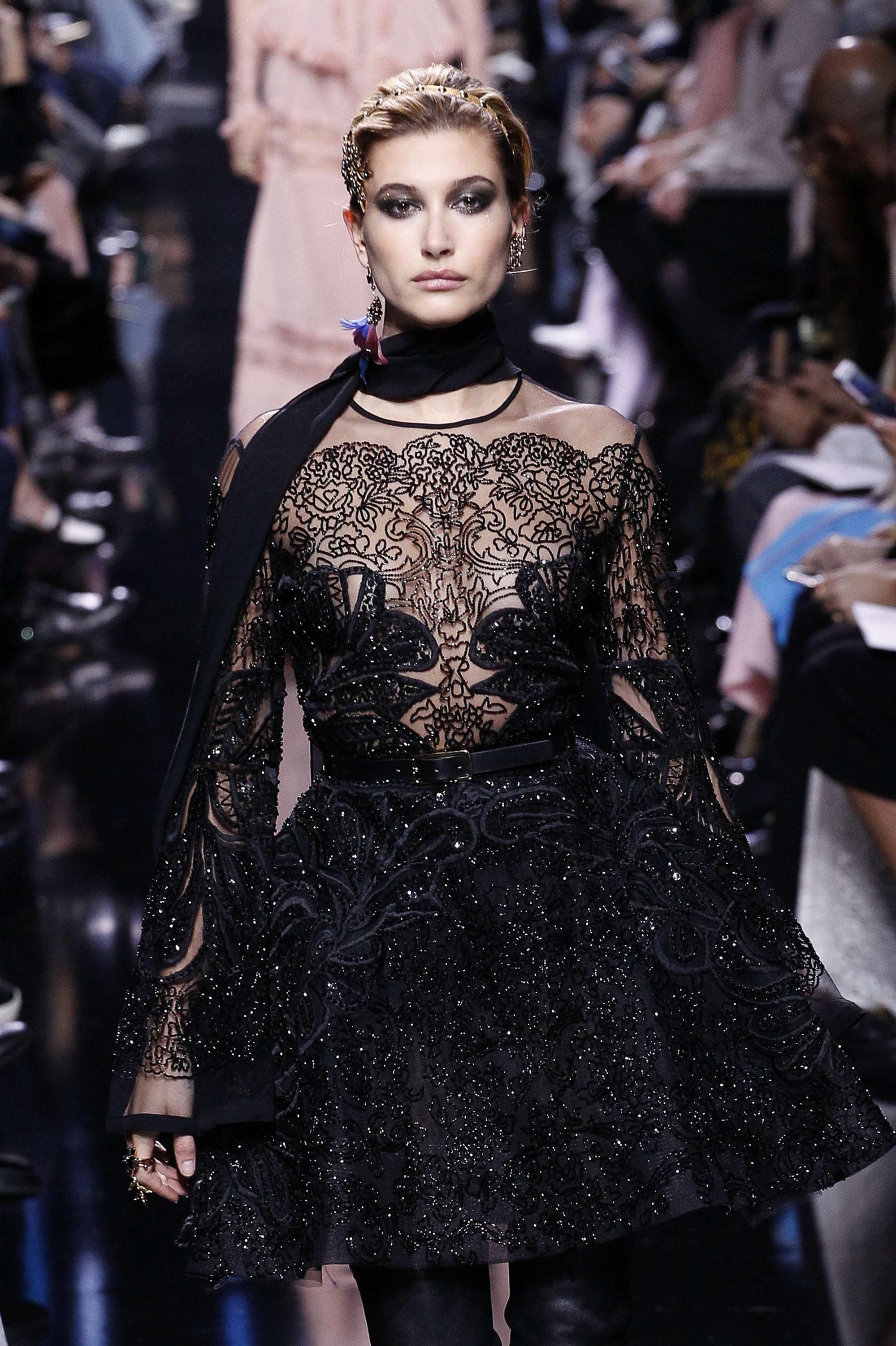 Hailey Baldwin attends the Elie Saab show