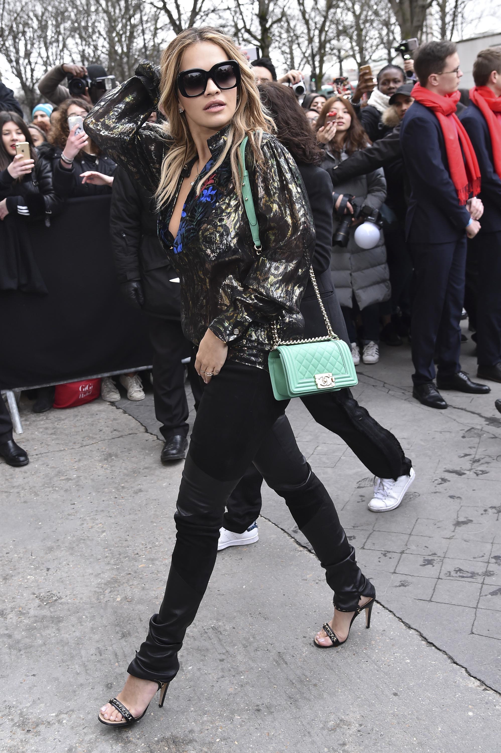 Rita Ora is seen arriving at Chanel fashion show