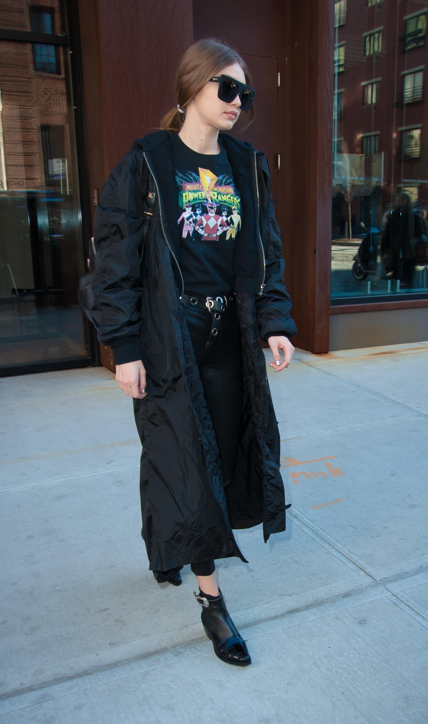 Gigi Hadid leaving her apartment in NYC