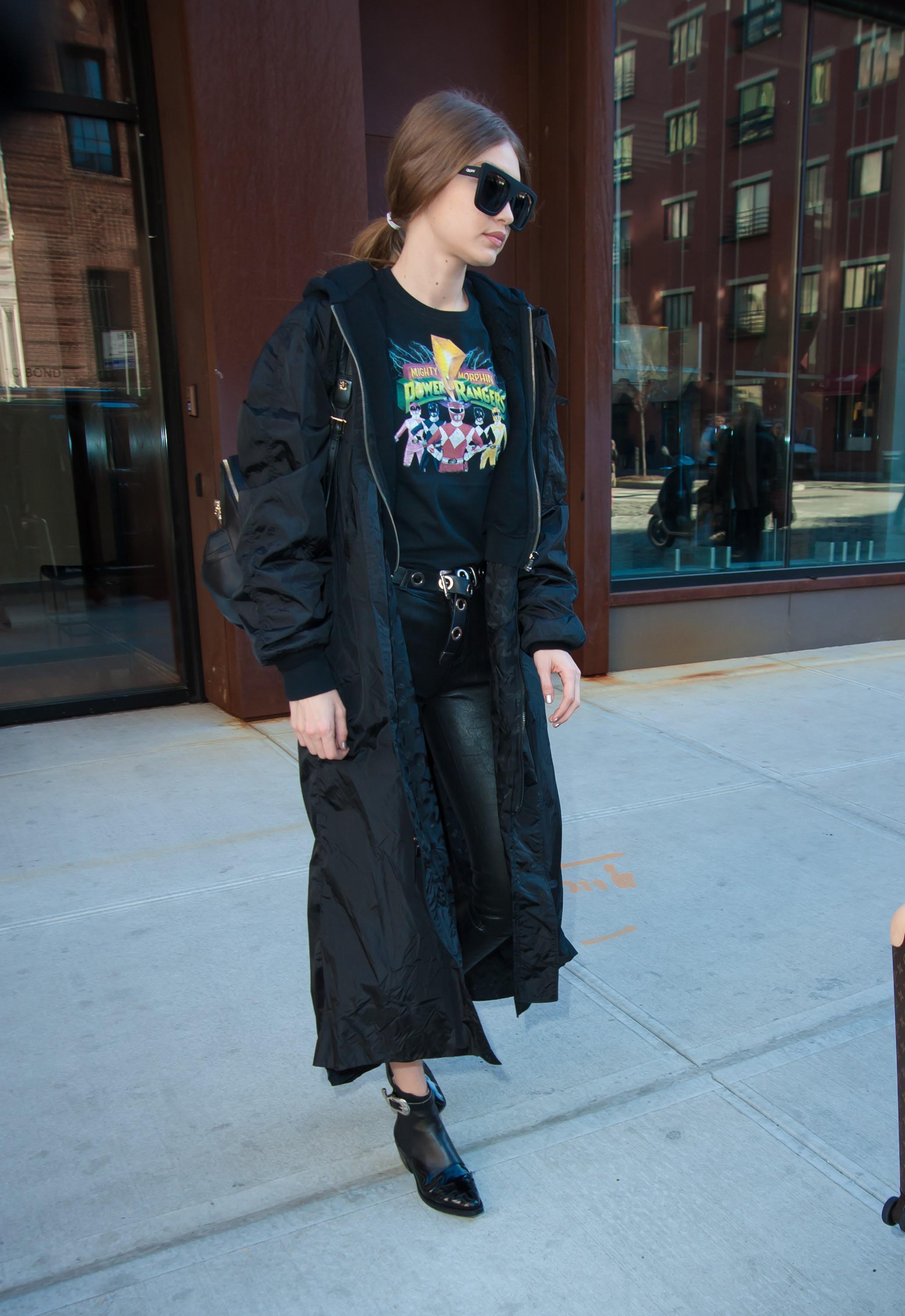 Gigi Hadid leaving her apartment in NYC